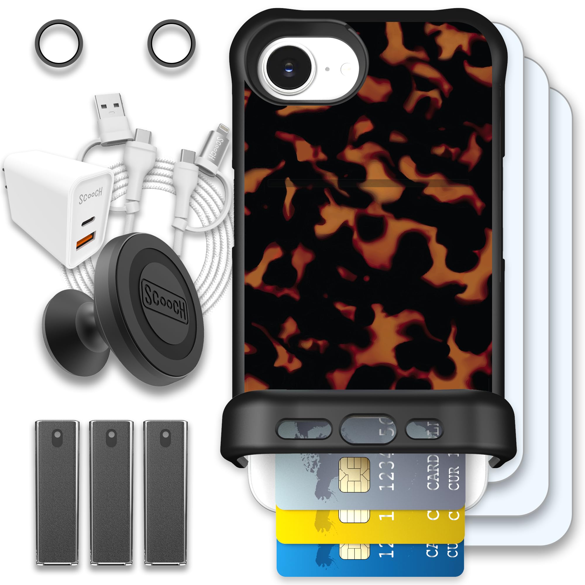 Scooch Wingmate for iPhone 17e/16e [Ultimate Bundle] with 3 Tempered Glass Screen Protectors, 2 Camera Lens Protectors, Wingmoun