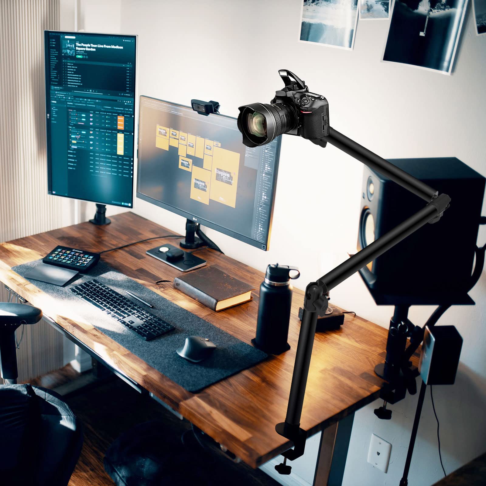 Obeamiu Overhead Camera Mount Desk Stand, Flexible Articulated Arm Dslr Desk Mount Light Stand Phone Holder With 1/4'' 3/8'' 5/8