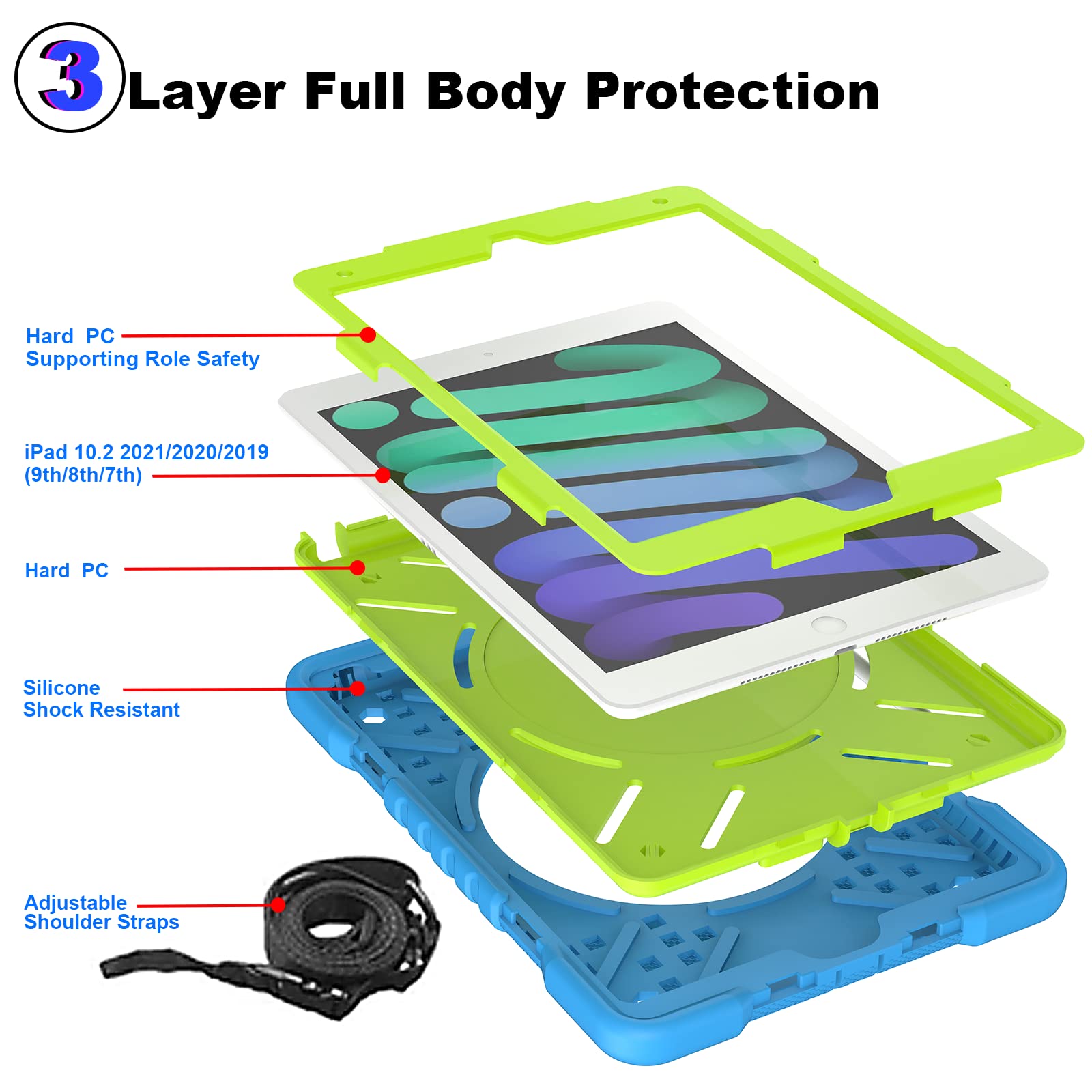 Ipad 9Th/8Th/7Th Generation Case For Ipad 10.2 Inch Case With Pencil Holder,Ipad Case Compatible With Ipad 10.2 Inch 2021/2020/2