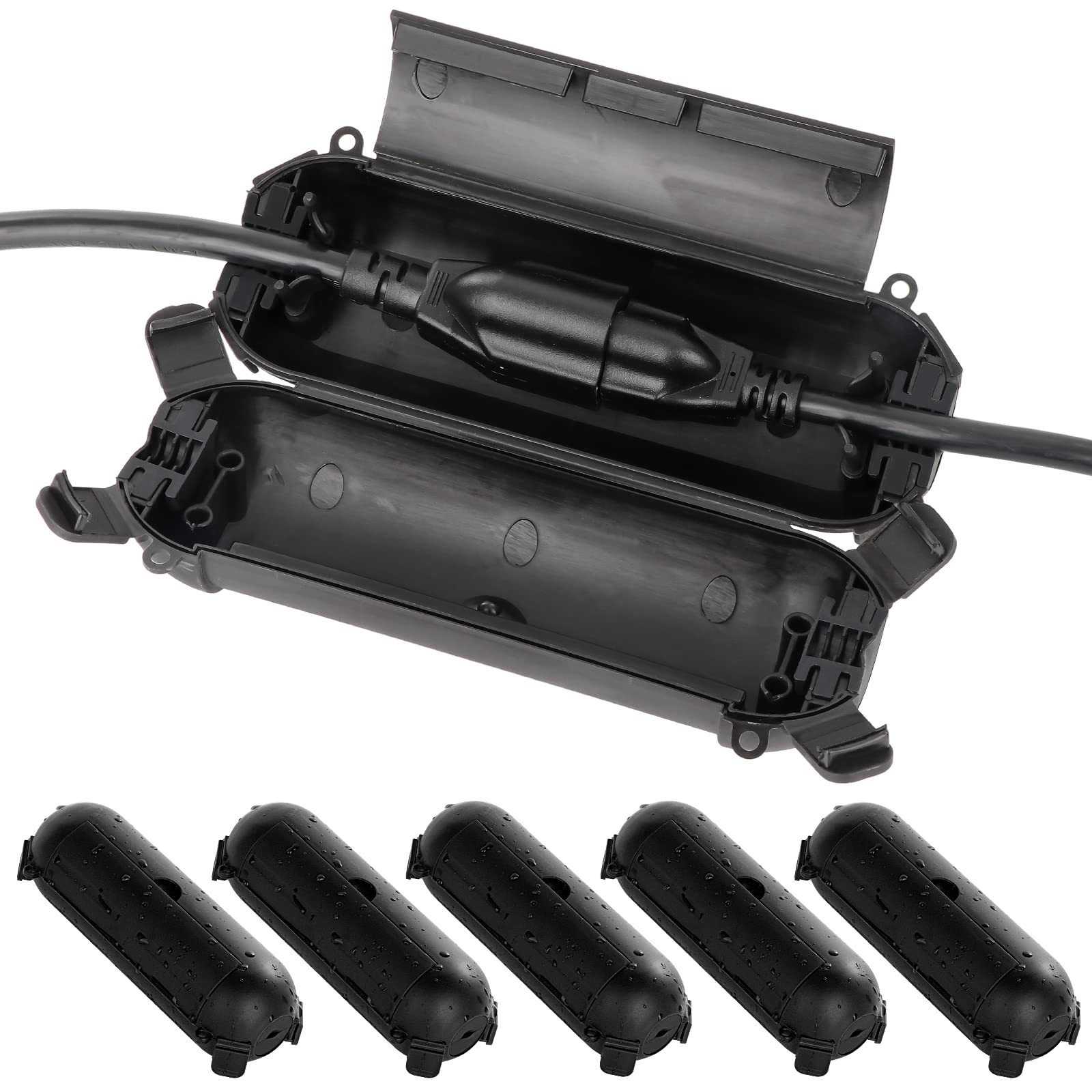 [6 Pack] Outdoor Extension Cord Safety Cover With Waterproof Seal, Weatherproof Electrical Connection Box To Protect Outdoor Outlet, Plug, Socket, Christmas Holiday Decoration Light, Black