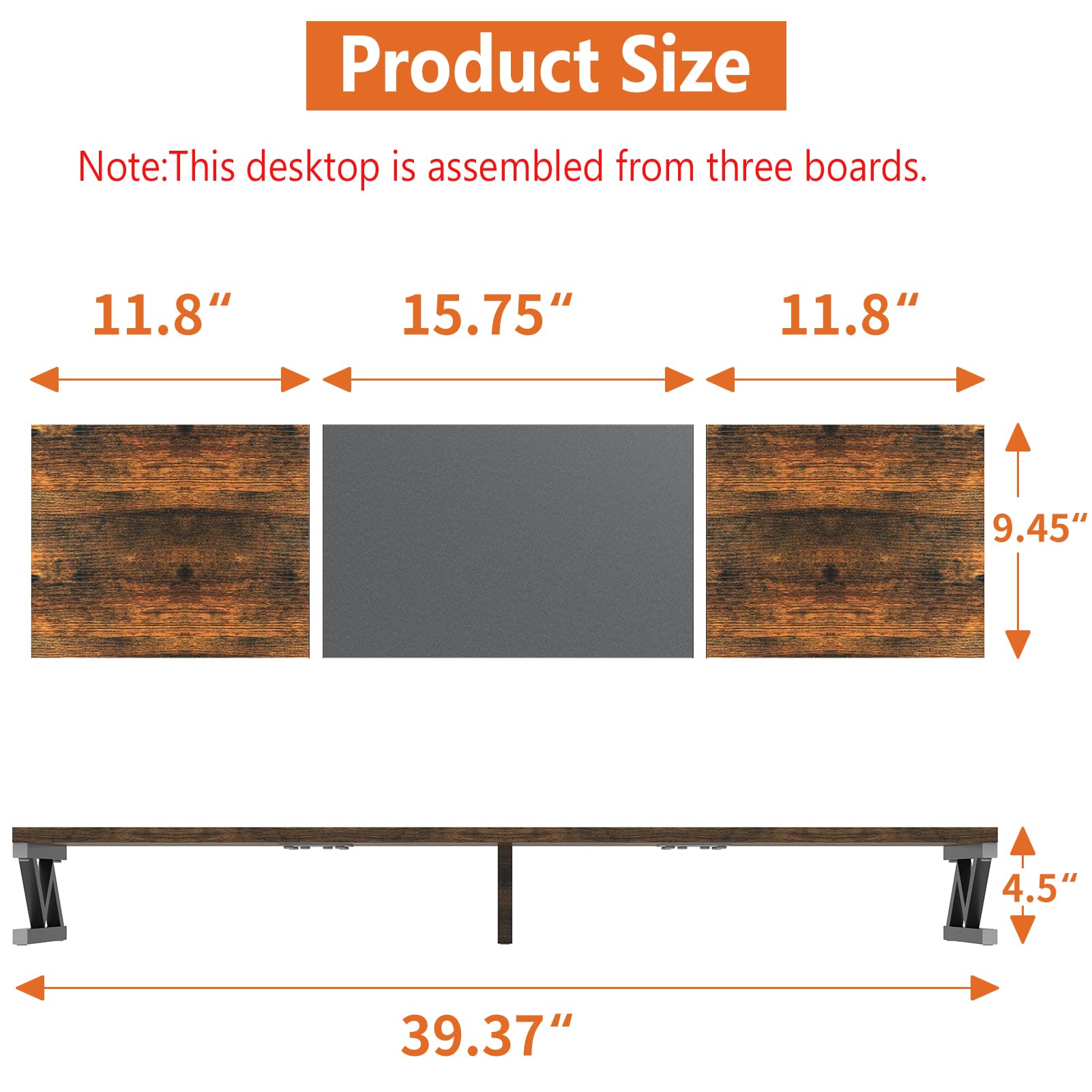 Ergofocus Dual Monitor Stand Riser, Large Wood Monitor Riser For 2 Monitors, Monitor Lift With Storage For Desk, Sturdy Wood&Ste
