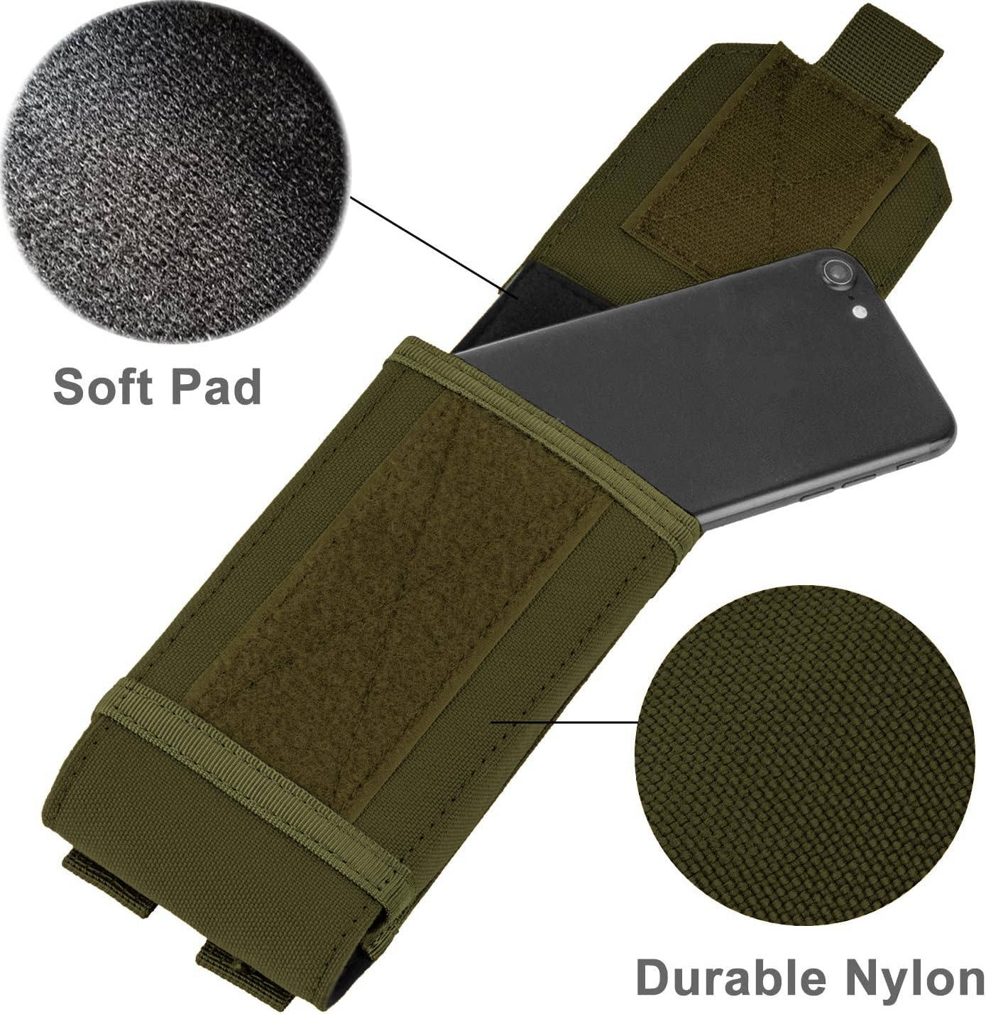 Urvoix Army Camo Molle Bag For Mobile Phone Belt Pouch Holster Cover Case Size L, Green