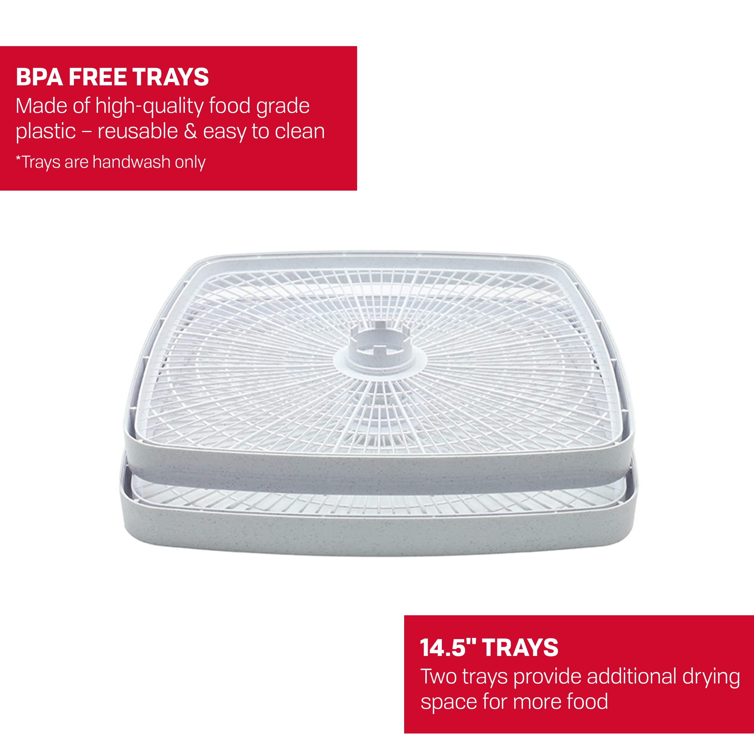 Nesco Sqt 2 Square 14 1/2'' Speckled Plastic Add A Trays, Fd 80 Food Dehydrators, White