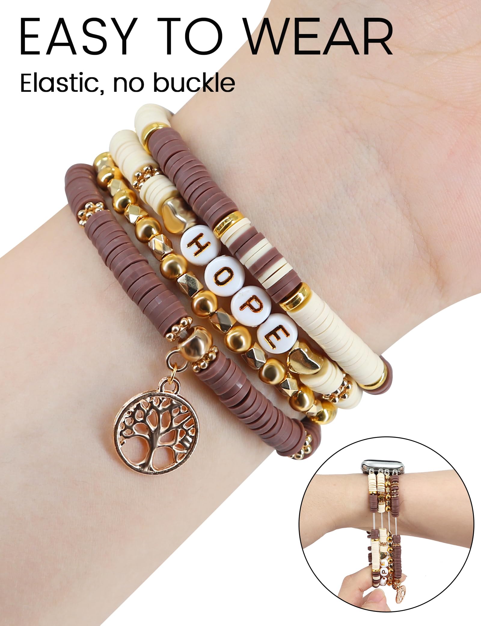 Jr.Dm Beaded Bracelet Compatible With Apple Watch 40Mm 38Mm 41Mm 42Mm For Women, Fashion Dressy Jewelry Watch Strap Stretchy Han