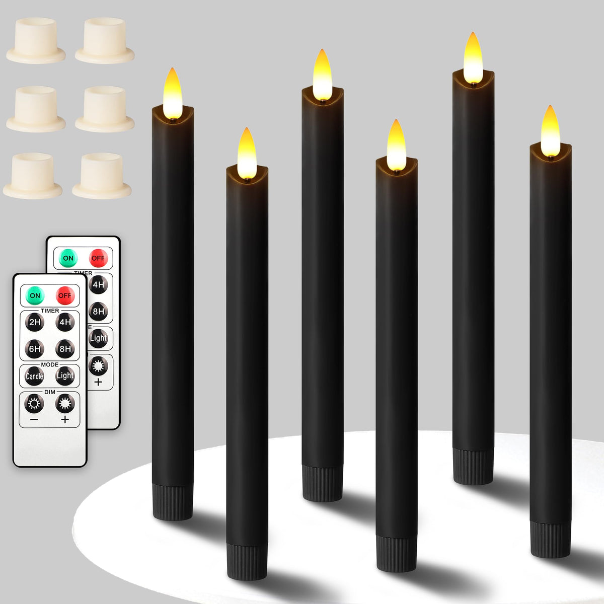 Nurada Flameless Taper Candles With Remote And Timer - 10 Inch Real Wax 3D Wick Flickering Led Candlestick Battery Operated For 