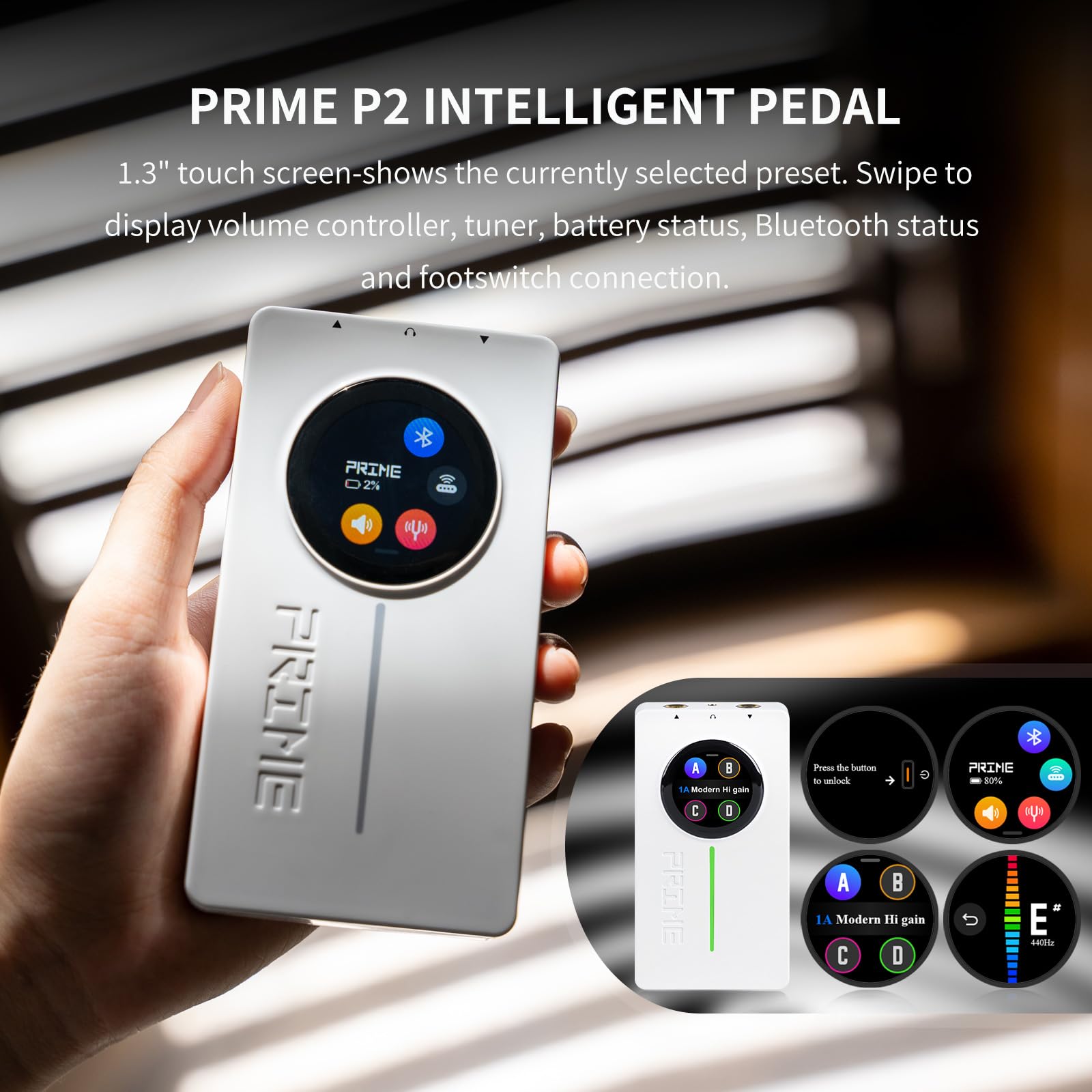 Mooer P2 Multi Effects Pedal Processor, Electric Guitar Bass Guitar Pedals With Amp Midi Looper Drum Machine Touch Screen For Performance Practice Live Streaming