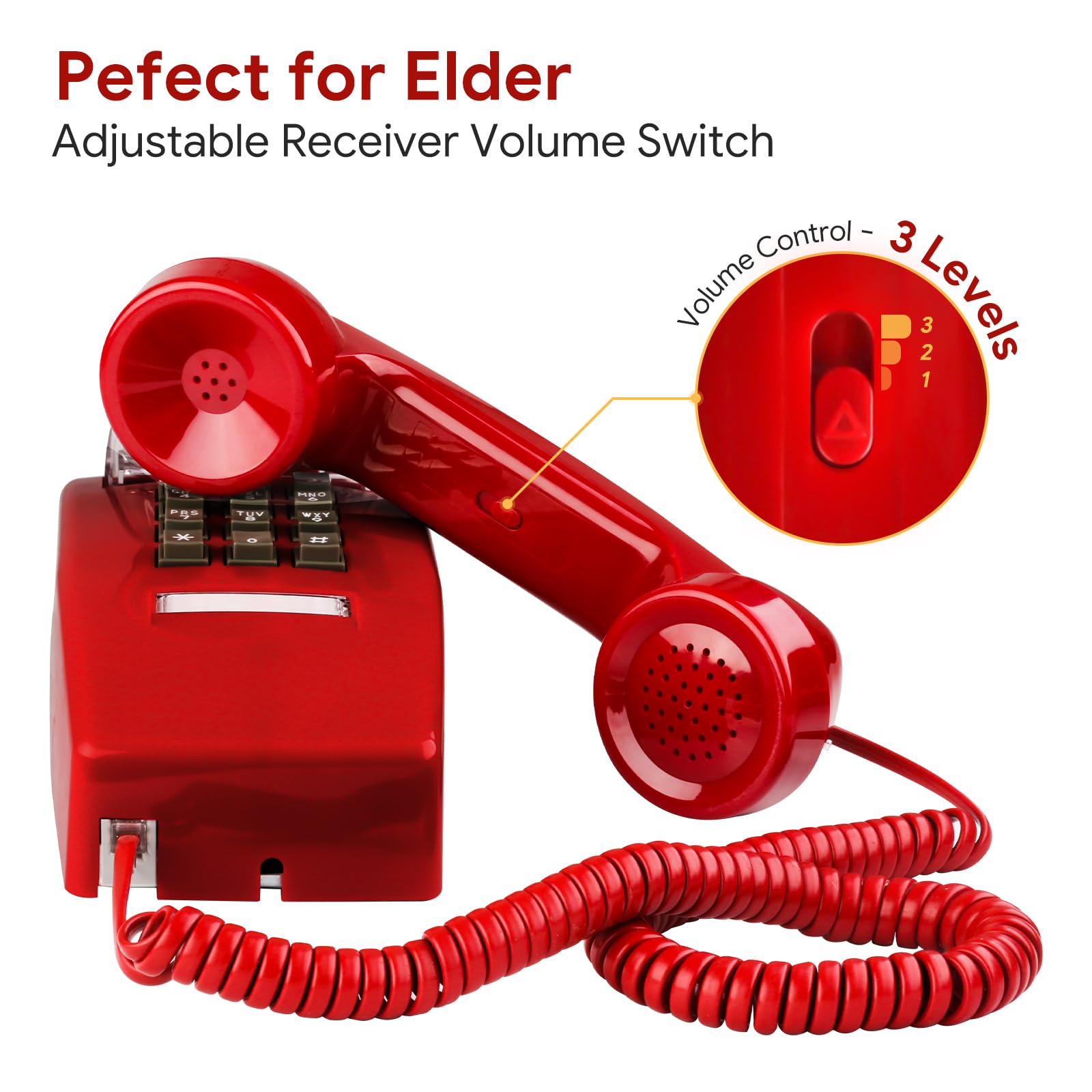 Retro Wall Phones For Landline With Mechanical Ringing Classic Corded Telephone Wall Mounted With Indicator Waterproof Old Style