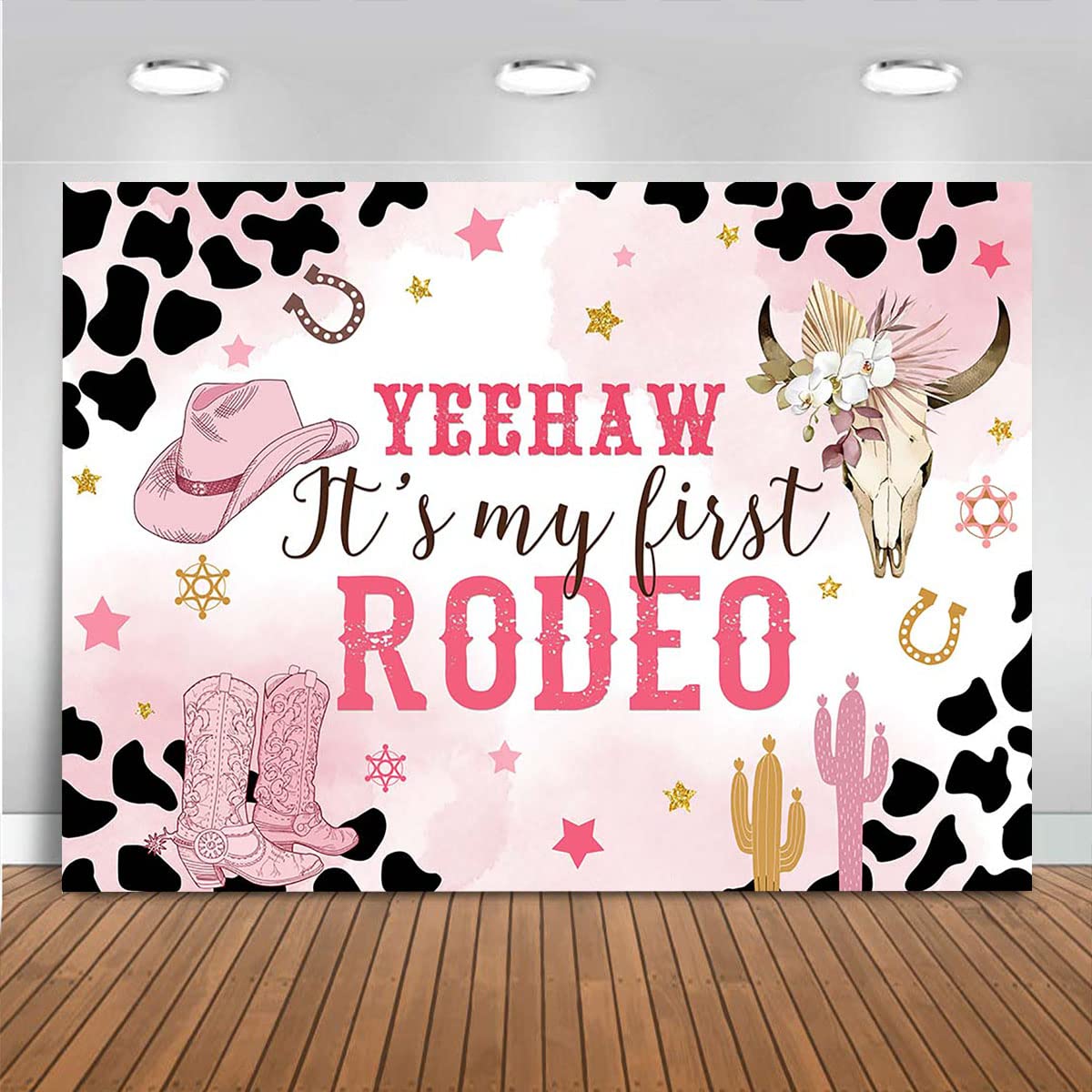Mocsicka Western Cowgirl Birthday Backdrop My First Rodeo Birthday Decorations Girl Pink Western Country Cowgirl 1St Birthday Ba