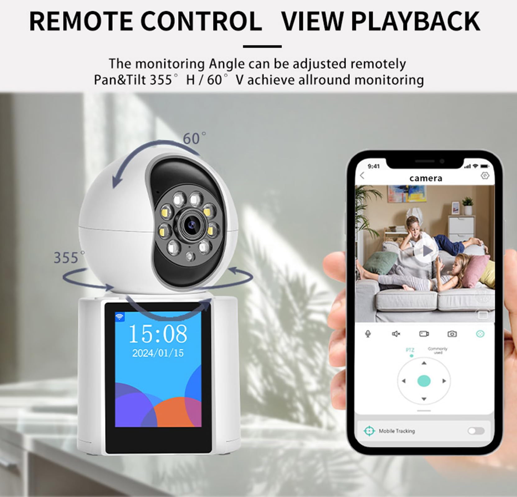 Gaiexce Video Call Security Camera, Indoor Camera For Home With App, 2K Full Color Night Vision, One Click Call Two Way Video, E