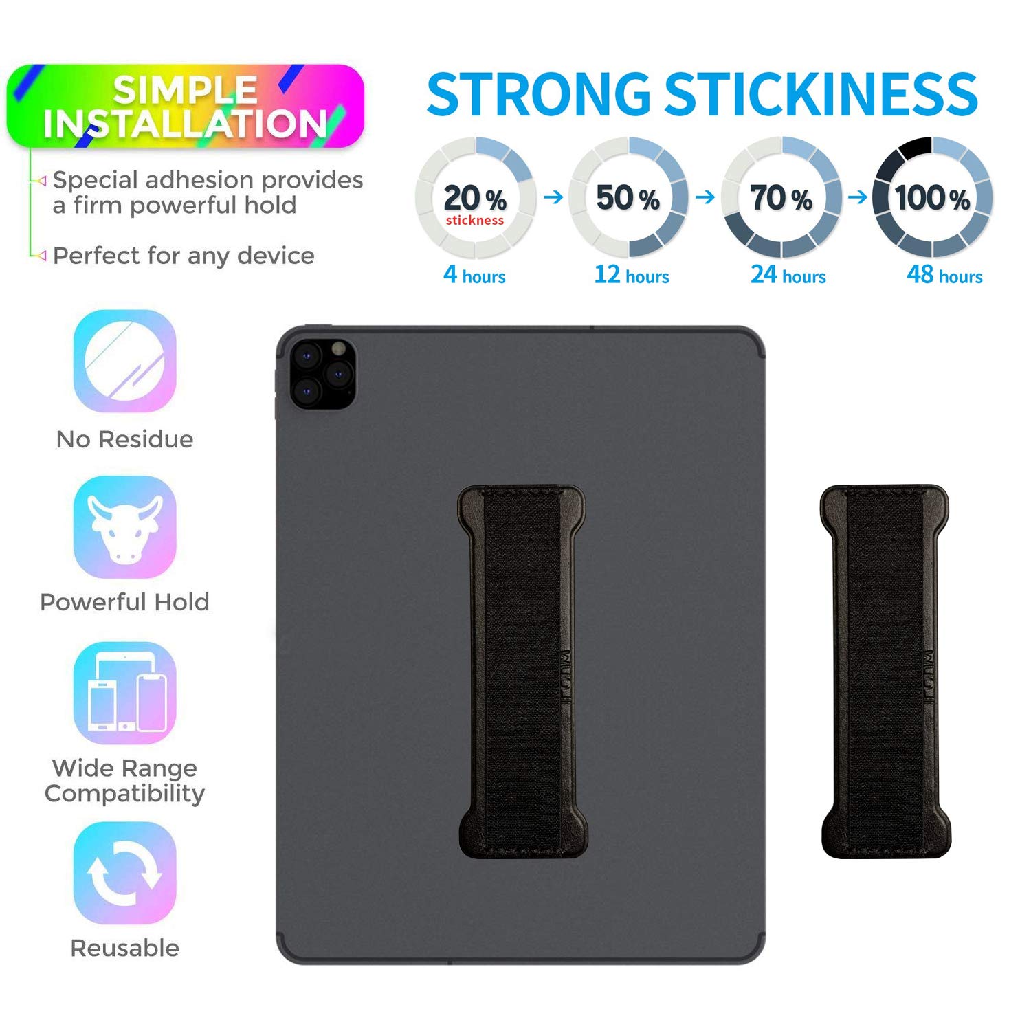 Wuoji Hand Strap Holder Finger Grip For Tablets   Ipad Hand Holder Strap, Tablet Hand Holder Strap, Ipad Tablet Kindle Handle Gr