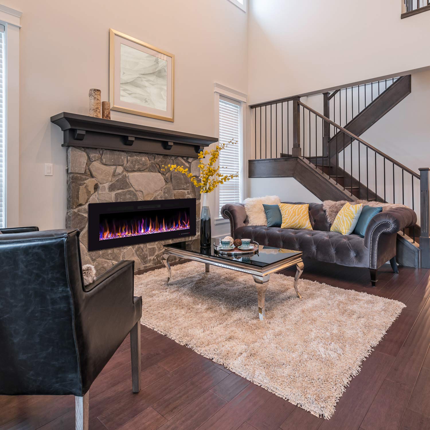 Xbeauty 36 '' Electric Fireplace In Wall Recessed And Wall Mounted 1500W Fireplace Heater And Linear Fireplace With Timer/Multic