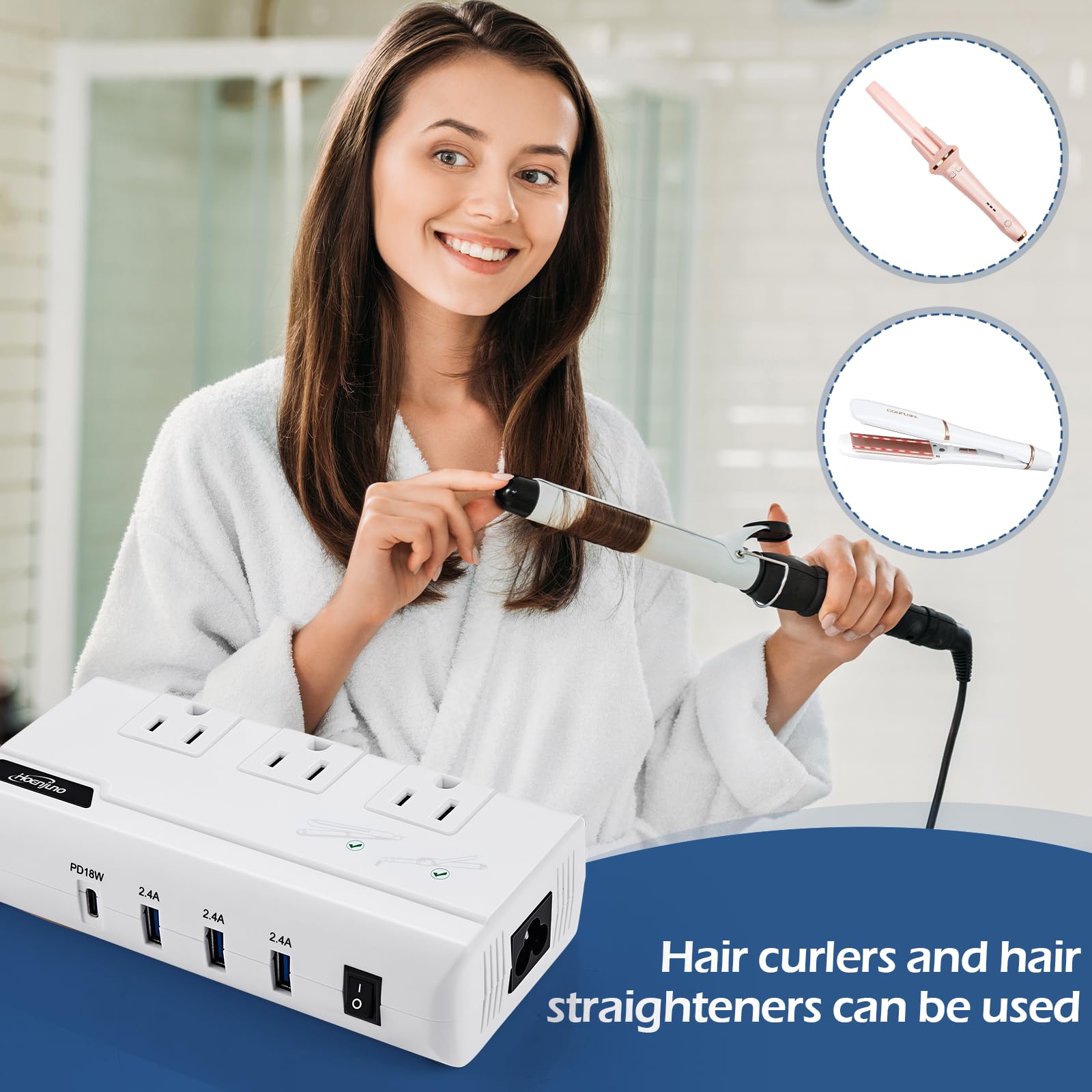 Travel Voltage Converter 220V To 110V, 230W International Travel Adapter For Hair Straightener/Curling Iron, Step Down For Eu/Uk