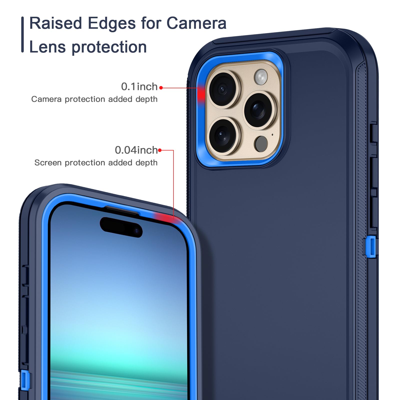 I Honva For Iphone 16 Pro Max Case Shockproof Dust/Drop Proof 3 Layer Full Body Protection [Without Screen Protector] Rugged Hea