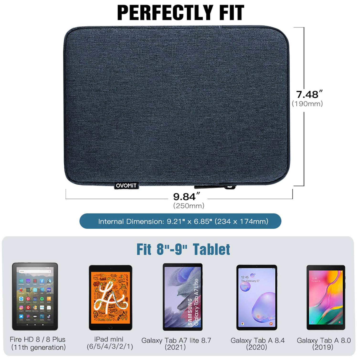 Timovo 8-9 Inch Tablet Sleeve Case For Ipad Mini 6, Ipad Mini 5/4/3/2/1, Galaxy Tab A7 Lite 8.7/Tab A 8.0/Tab A 8.4, Fire Hd 8 &