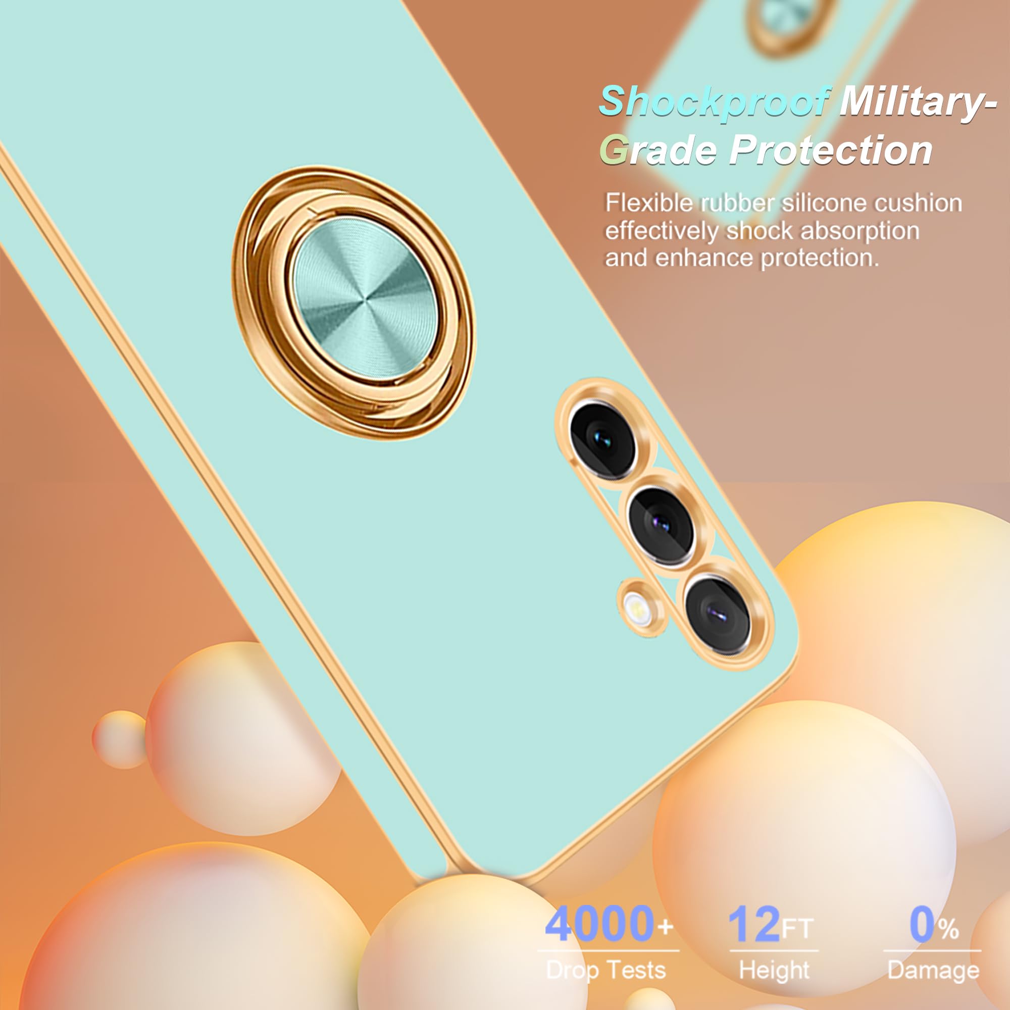 Fingic For Galaxy S23 Fe Case[With 360 Ring Holder][Support Magnetic Car Mount] Cute Kickstand Slim For Women Girl Nonslip Soft