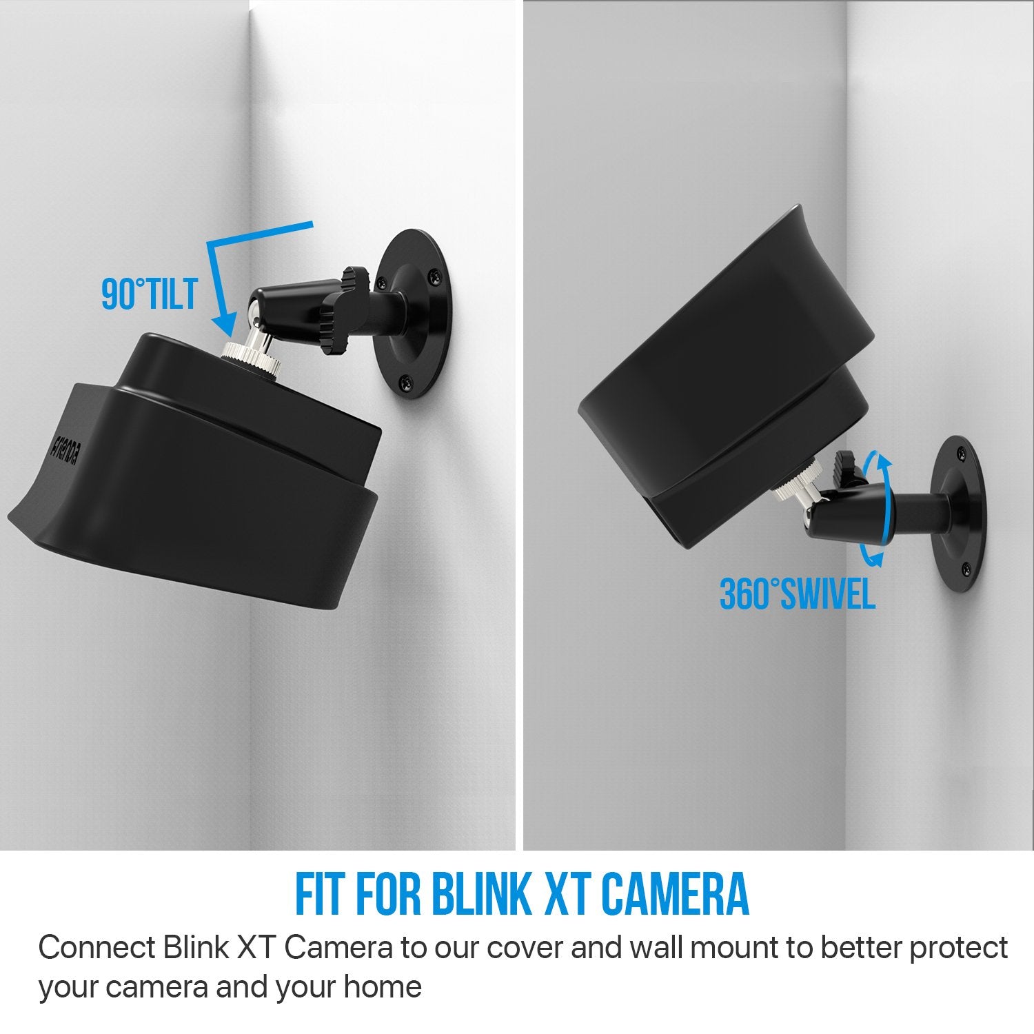 Frienda Black 360 Degree Adjustable Wall Mount Bracket And Silicone Protective Skin For Blink Xt Indoor Outdoor Security Camera(1,Black)