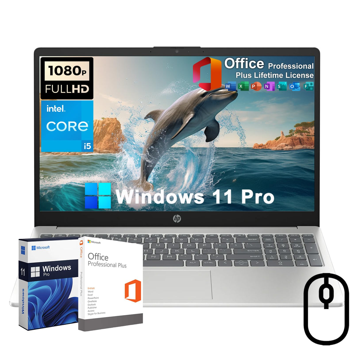 Hp 15.6'' Fhd Business Laptop, With Office Lifetime License & Windows 11 Pro, 12Th Gen Intel Core I5-1235U (Up To 4.4 Ghz), 64Gb
