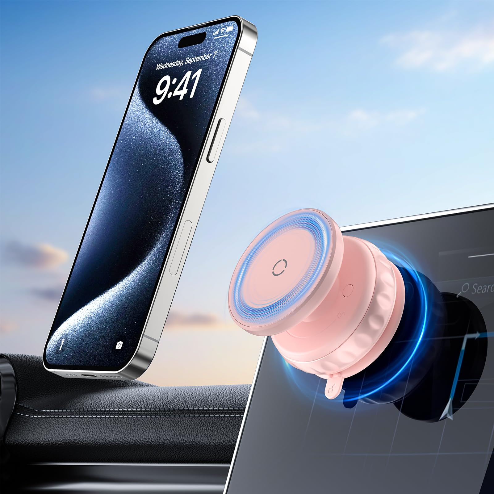 Magnetic Phone Holder For Car [Strongest Magnet Power] Suction Cup Phone Mount For Car Vent, 360 Adjustable Air Vent Hands-Free