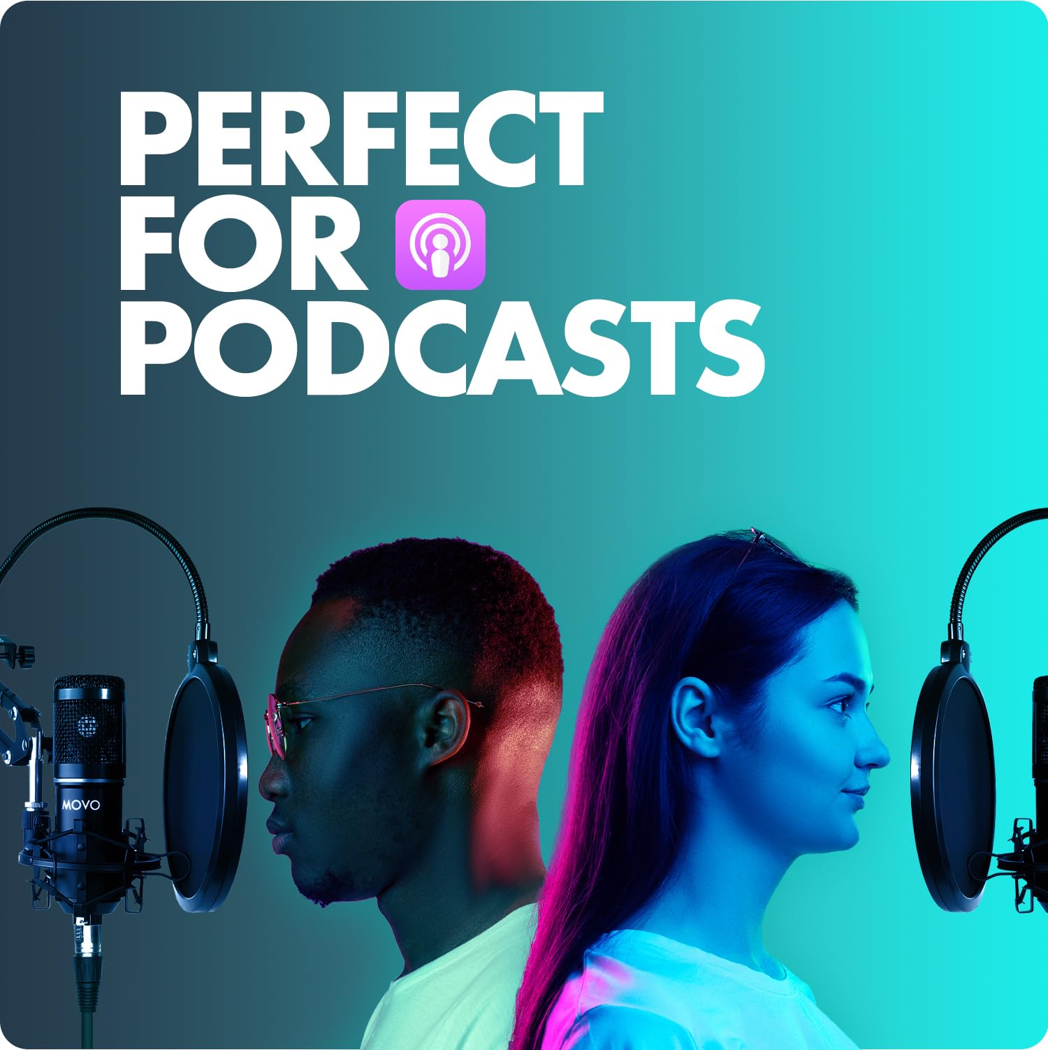 Movo Podpak4A 4 Pack Universal Xlr Condenser Microphone Podcast Equipment Bundle For 4   Includes Cardioid Mics, Desk Mount Stan