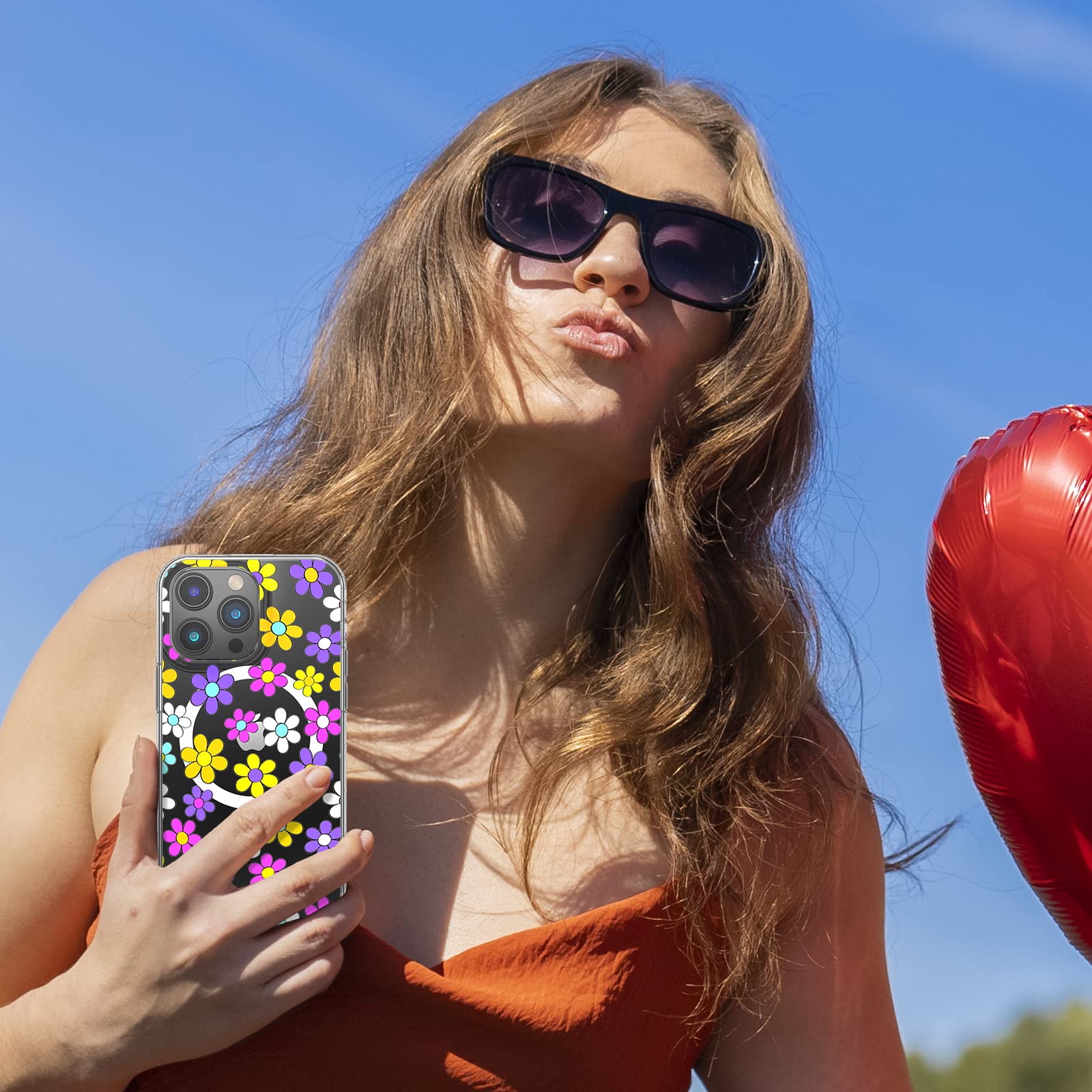 Mybat Pro Magnetic Slim Clear Case For Iphone 14 Pro Case 6.1, Compatible With Magsafe, Cute Crystal Mood Series For Women Girls