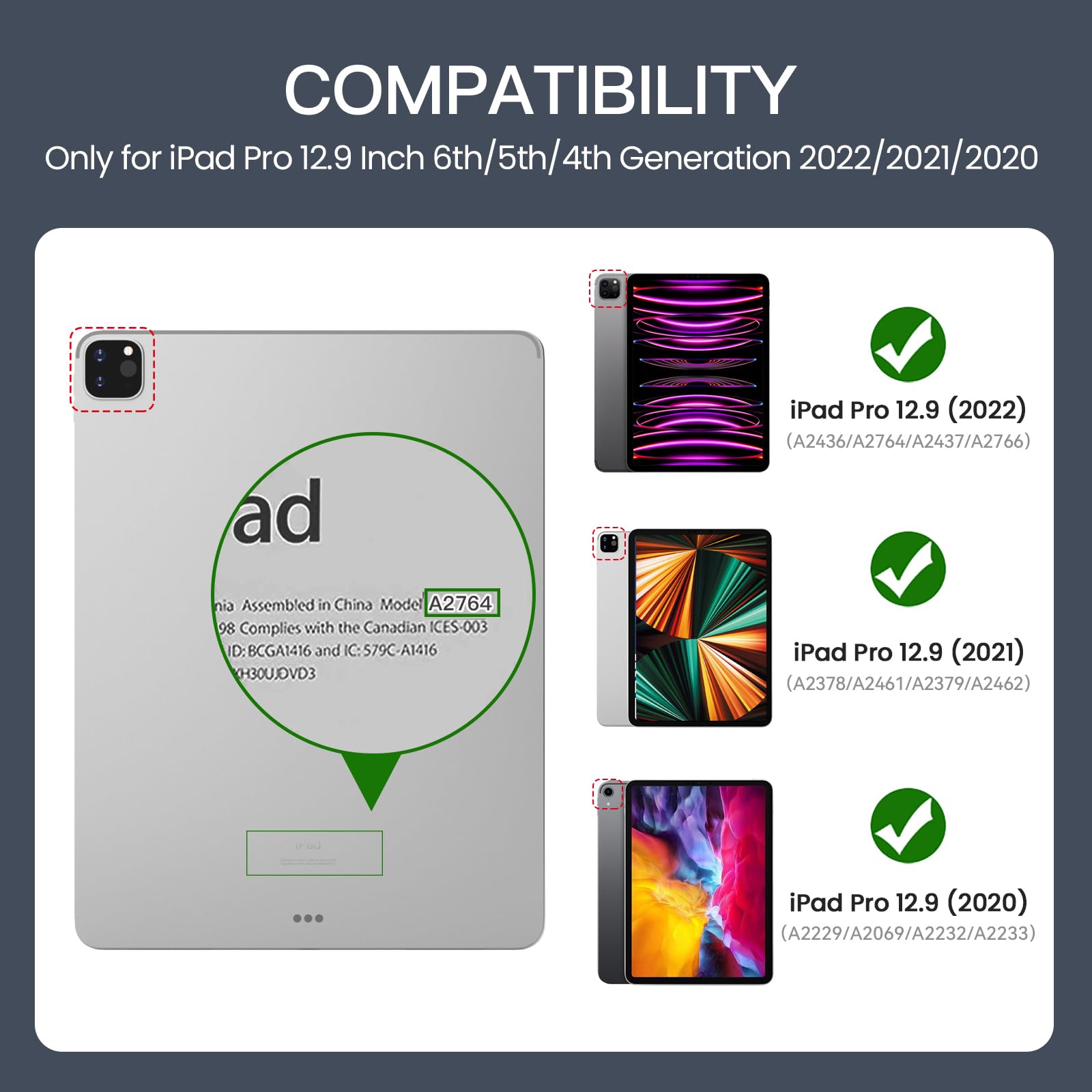 Ztotopcases For Ipad Pro 12.9 Case 6Th/5Th/4Th Generation 2022/2021/2020 Released, Rugged Cover With Built In [Pencil Holder + S