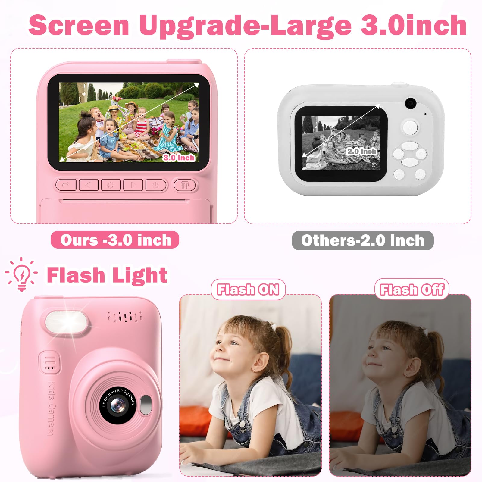 Kids Camera Instant Print, 3.0 Inch Hd Screen Camera For Kids, Boys Girls Christmas Birthday Gifts Toy For 3 4 5 6 7 8 9 10 11 1