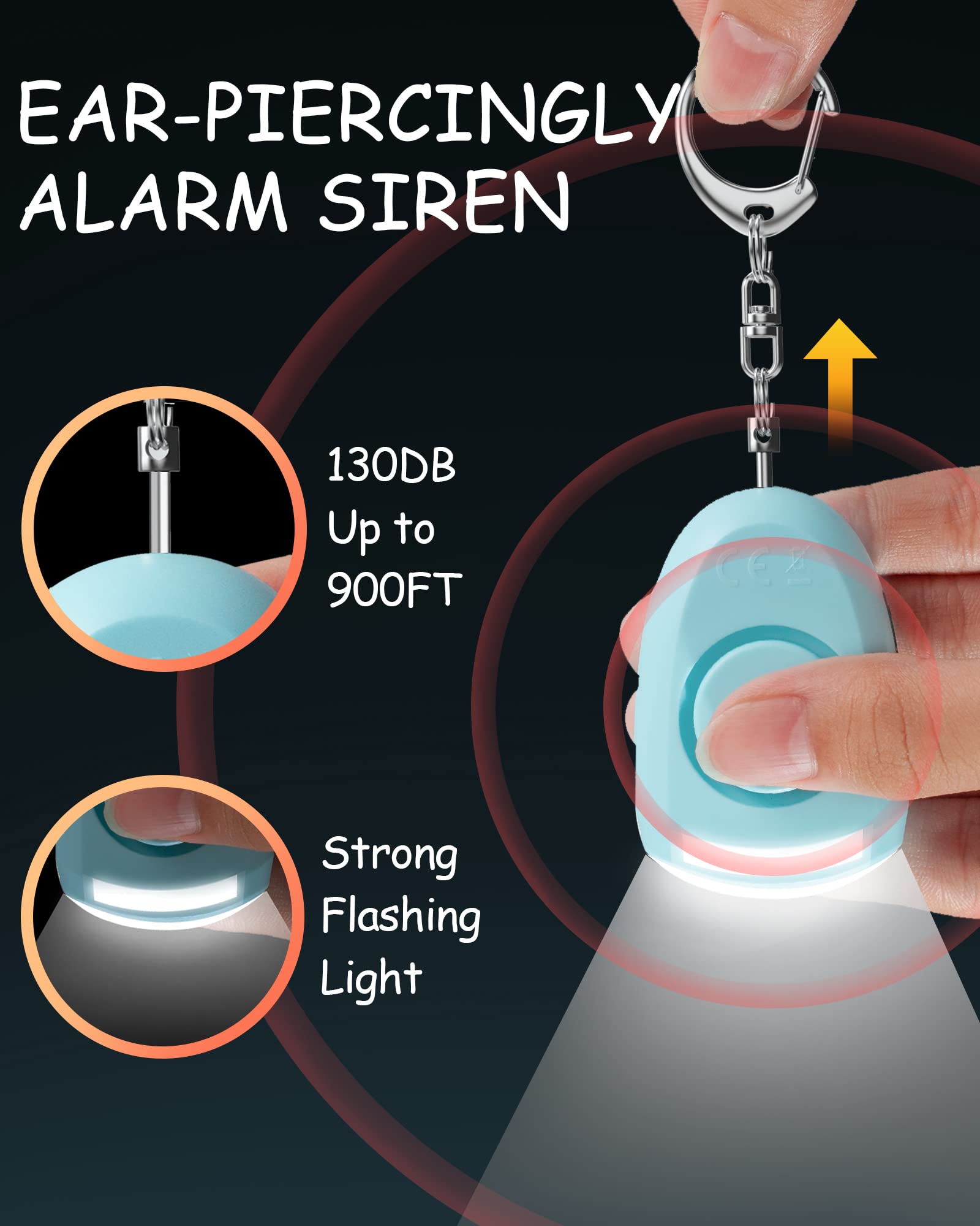 Ankoshun Rechargeable Personal Alarm For Women   Personal Safety Alarm, Siren Alarm, Flash Light, 130 Db, Self Keychain, Birthda