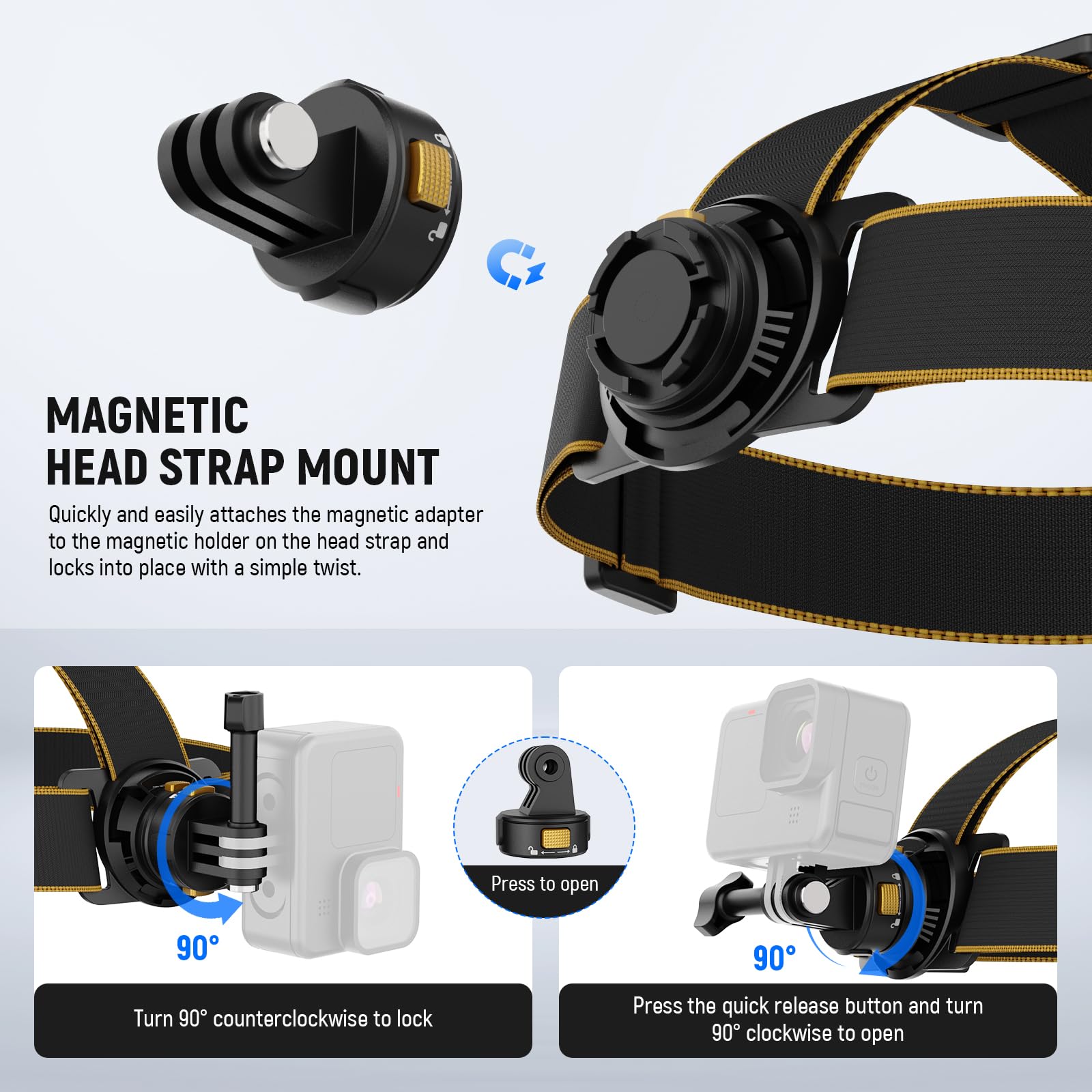 Neewer Head Strap Mount For Action Camera, Magnetic Quick Release Head Mounted Head Belt Mount Compatible With Gopro Hero 12 11