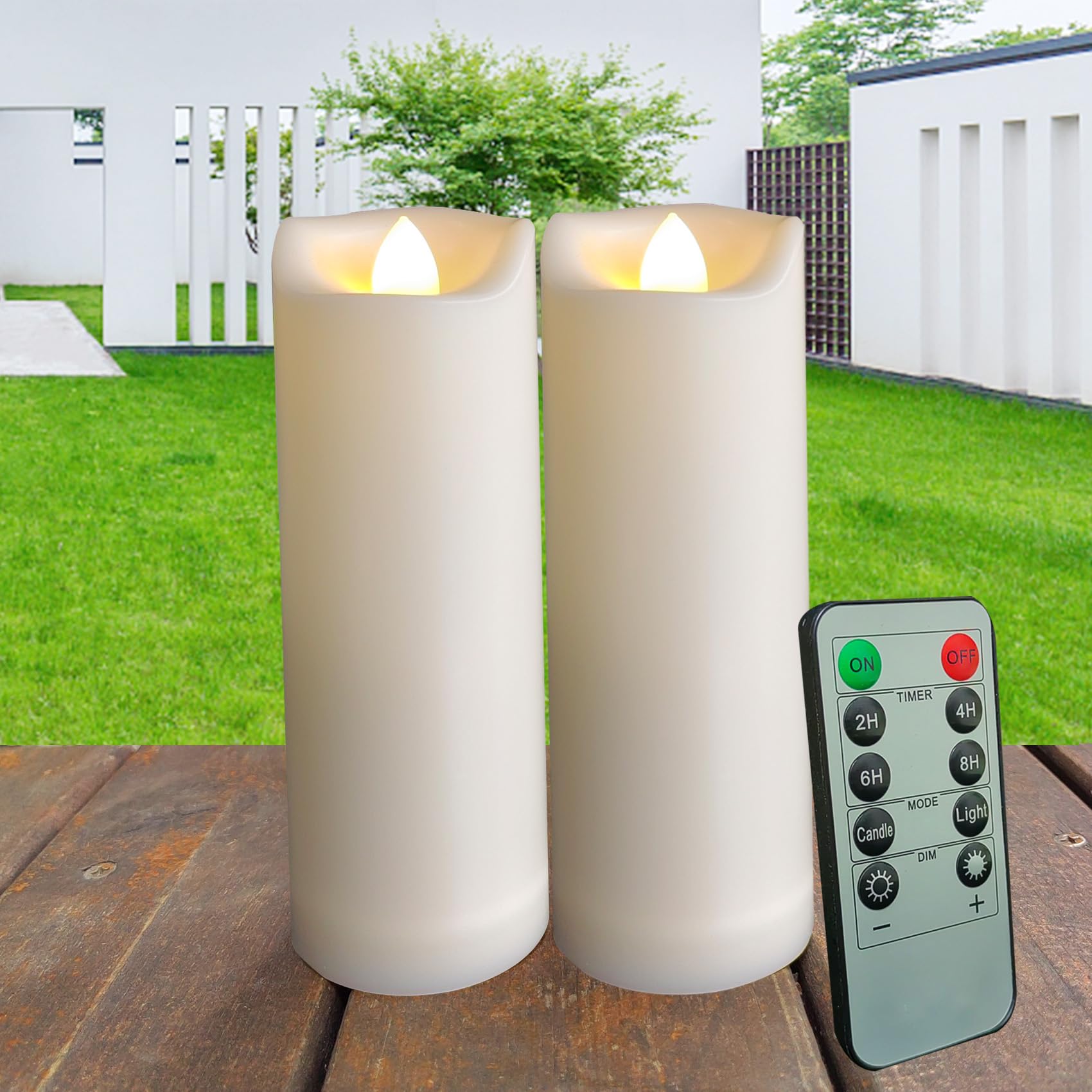 2''X6'' Outdoor Led Battery Operated Candles With Timer/Remote Plastic Flickering Waterproof Flameless Candles Wedding Party Hal