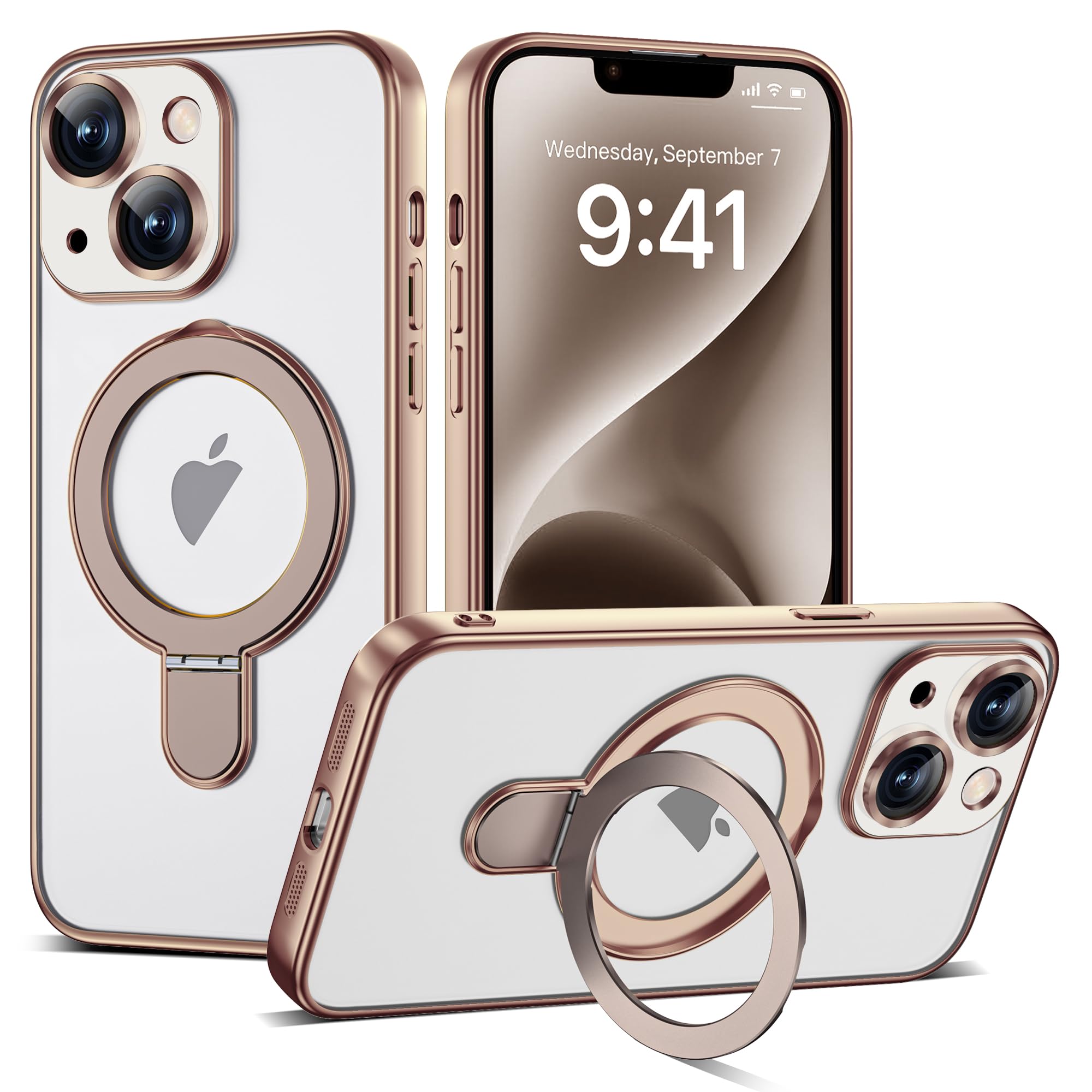 ETPESOK Compatible with iPhone 14 Plus Case with Magnetic Ring Stand [Compatible with Mag-Safe] [Full Camera Lens Protector] Sof