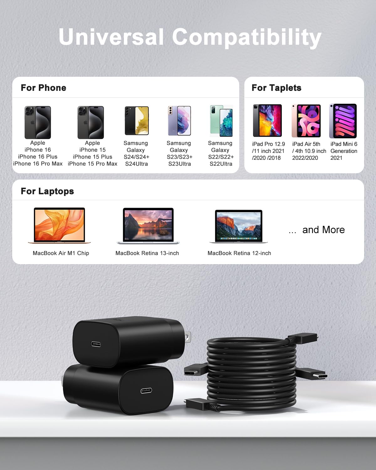 Iphone 15 16 Charger Fast Charging,25W Phone Super Fast Type C Charger Block With 6Ft Usb C To Usb C Cable Compatible With Iphon