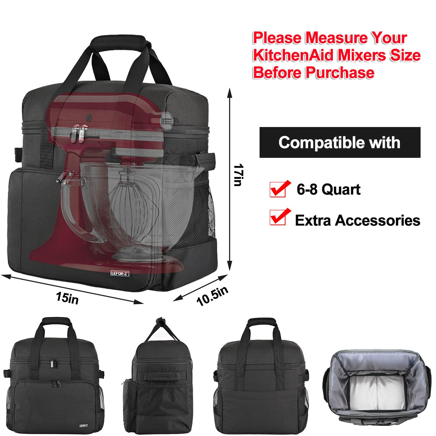 Leforz Carrying Bag Compatible For Kitchenaid Mixers (6 8 Quart) And Extra Accessories,Storage Bag Only