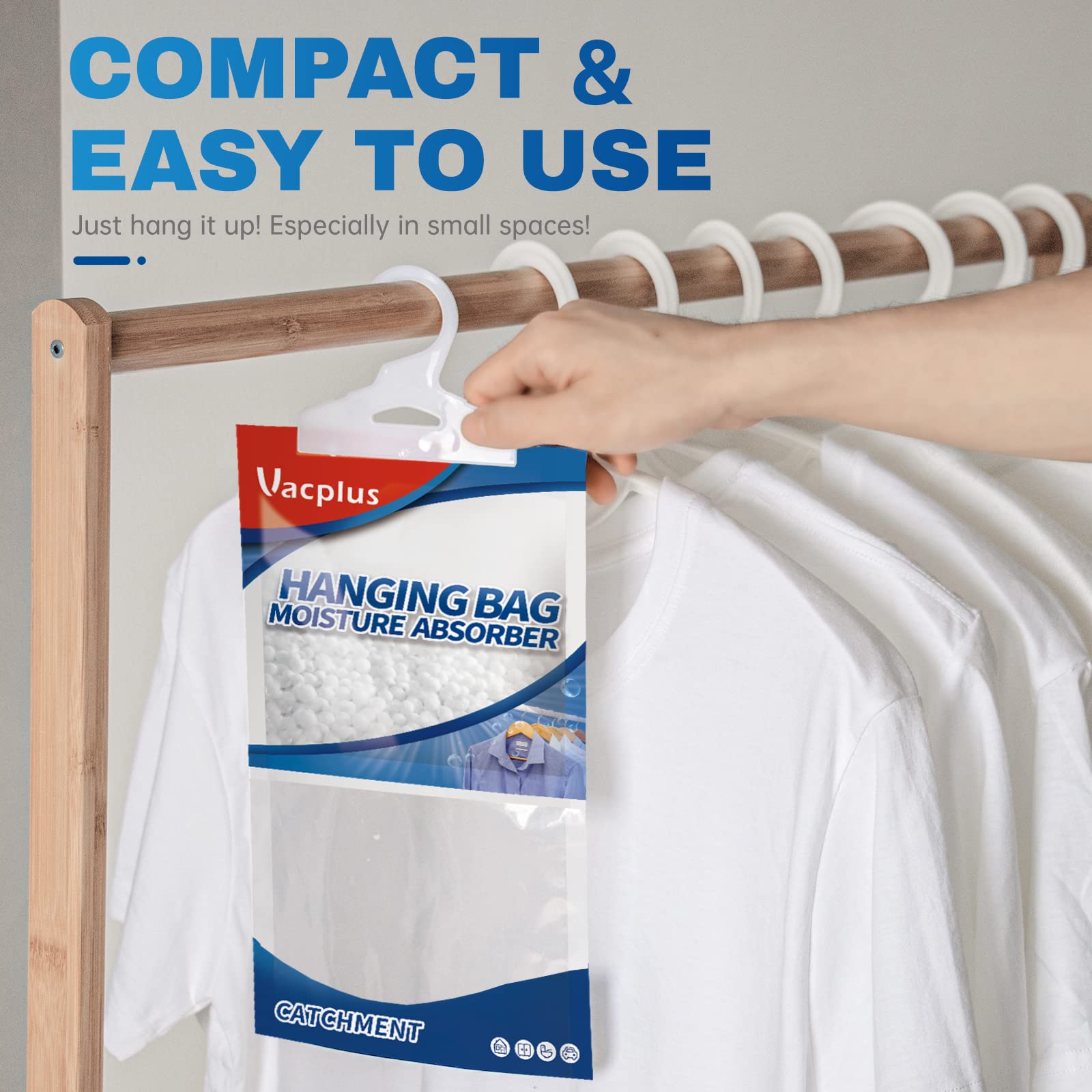 Vacplus Moisture Absorbers Packets, Fragrance Free 30 Pack, Humidity Packs, Dessicant Packets, Hanging Closet Dehumidifier Bags,