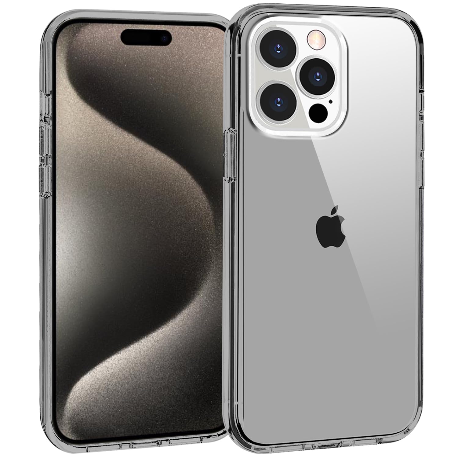 Tenoc Phone Case Compatible With Iphone 15 Pro, Gray Case Clear Shockproof Protective Bumper Slim Cover For 6.1 Inch