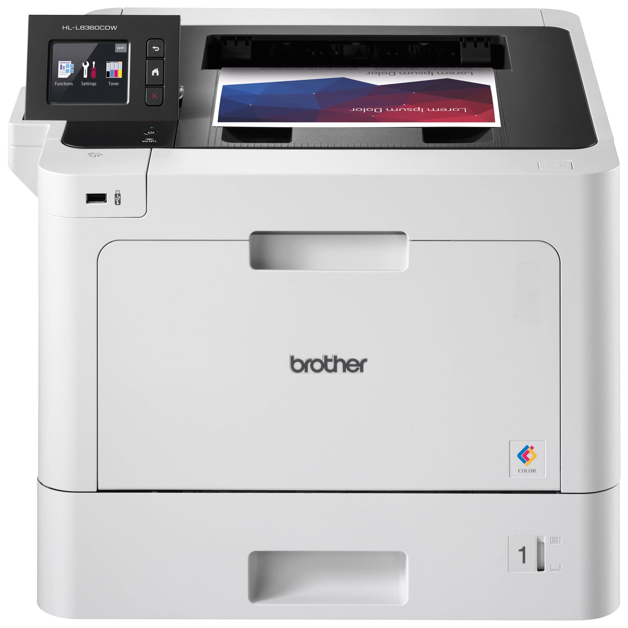 Brother Business Color Laser Printer, HL-L8360CDW, Wireless Printing, Mobile Cloud Printing, 2.7 LCD, Auto 2-Sided Printing, Spe