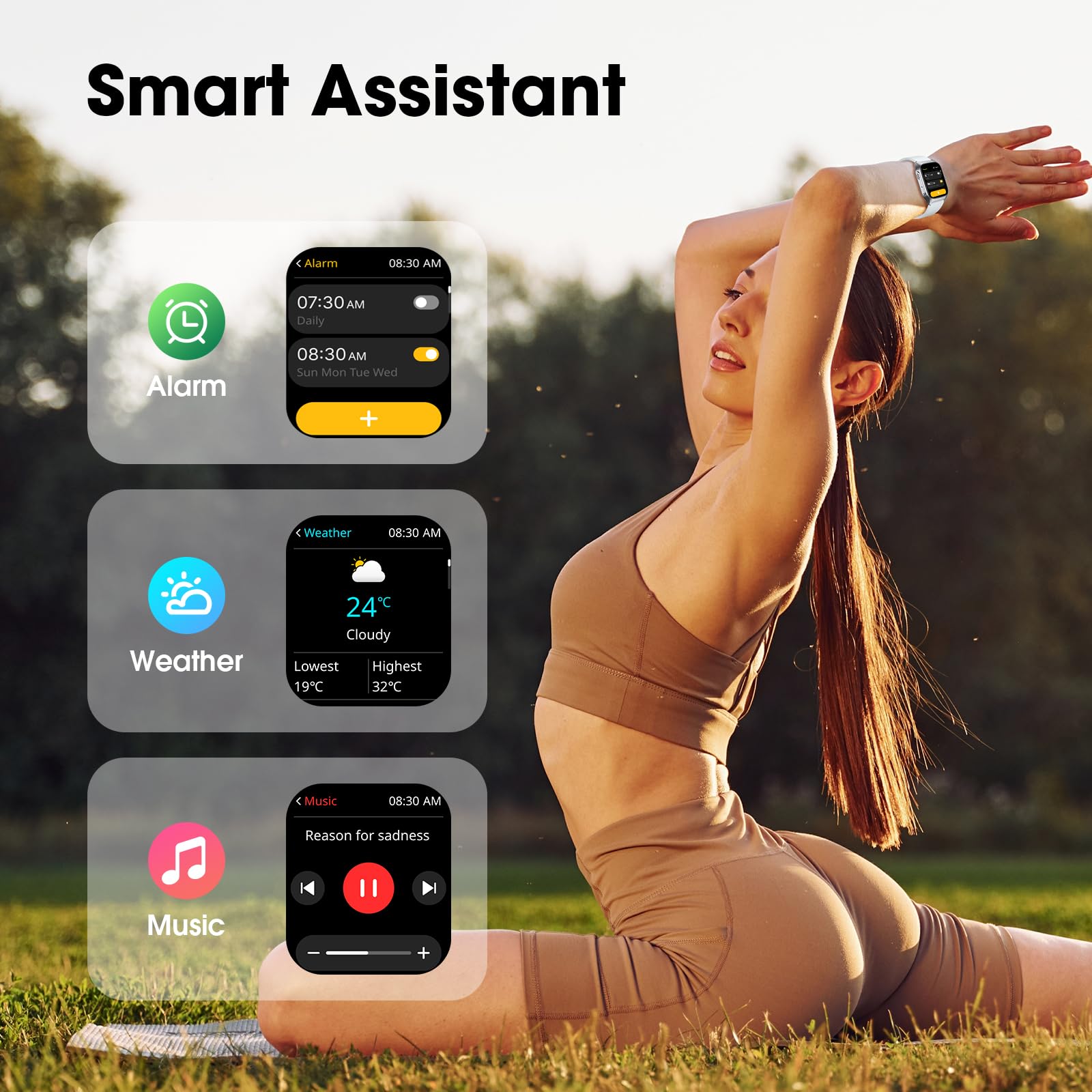 Eurans Smart Watch Classic Style For Men, Metal Watch, 14 Days Battery Heart Rate Step Counter No App/Phone Required, 10 Meters