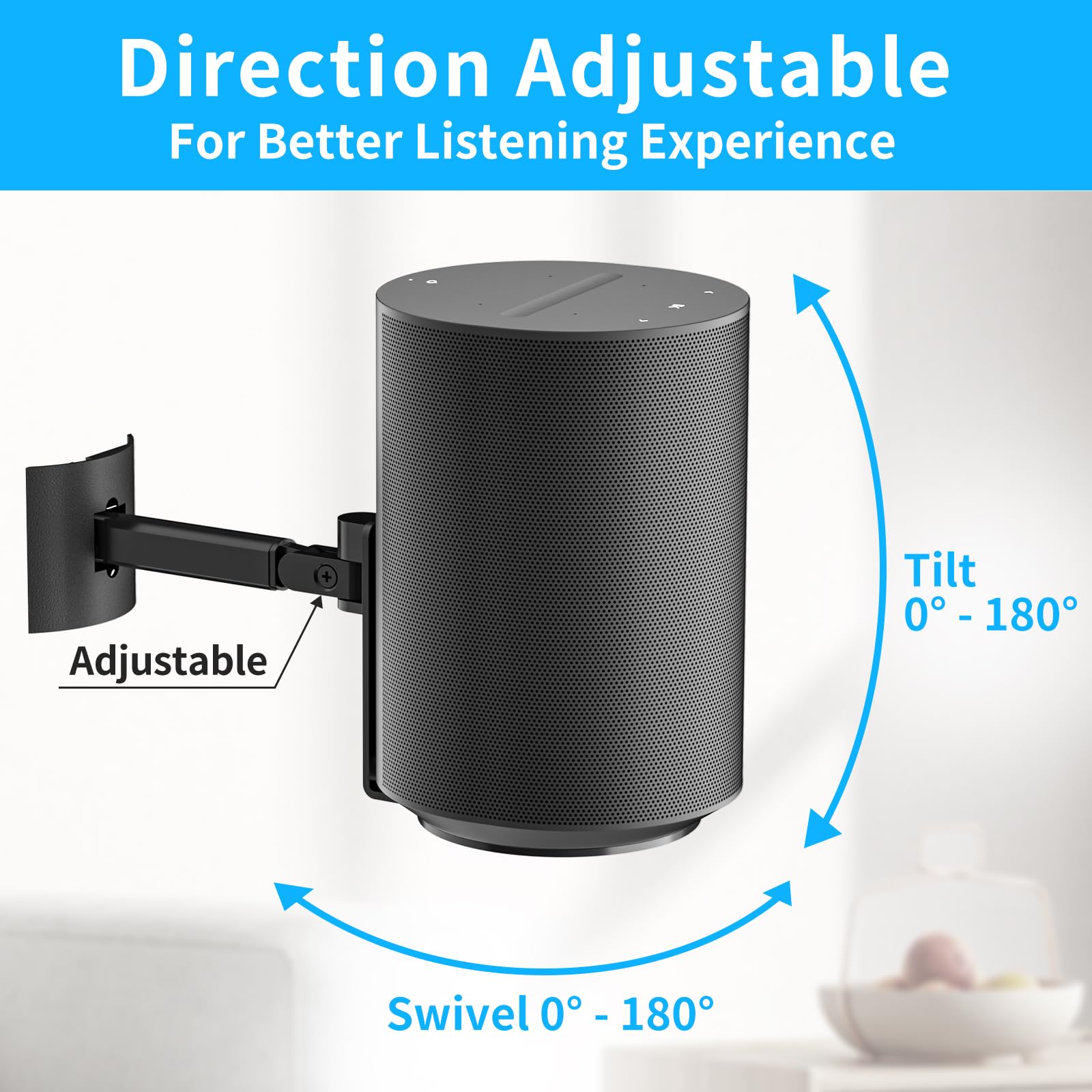 Metal Speaker Mount For Sonos Era 100 Ceiling Mount   Adjustable Tilt And Swivel Bracket For Sonos Era 100 Wall Mount With 2 Mou