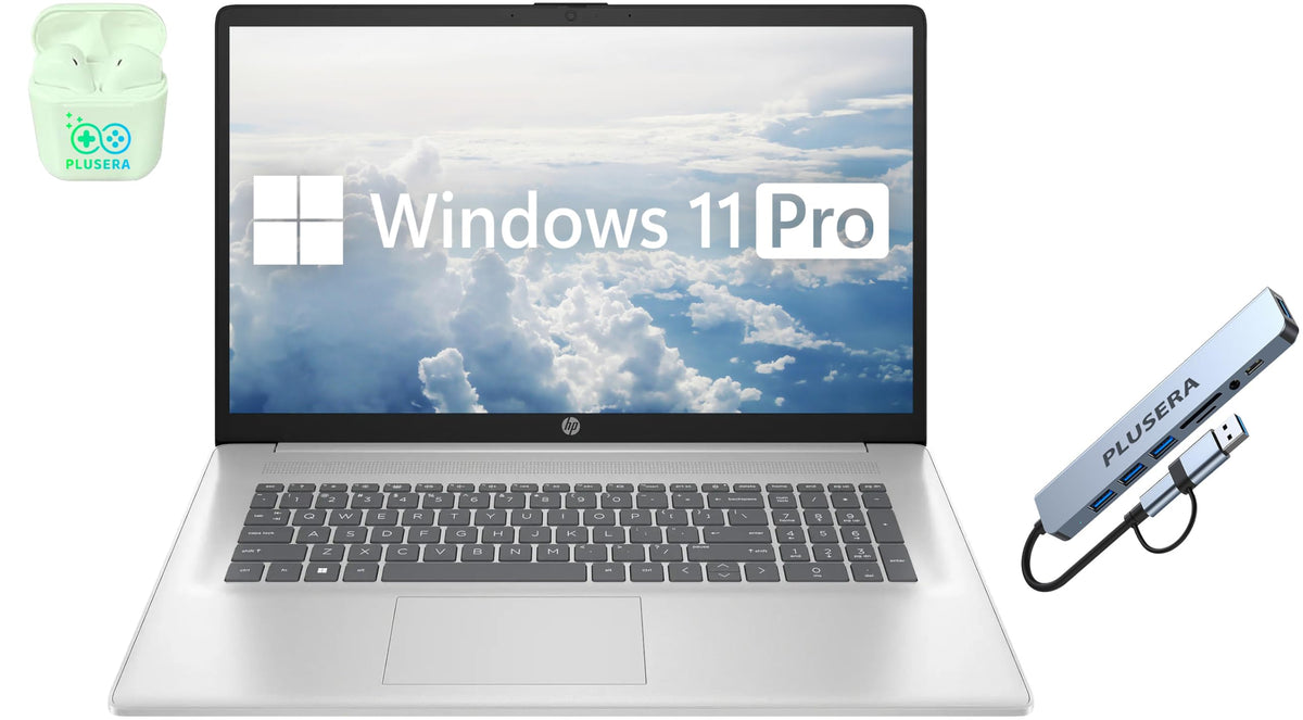 Hp 17.3'' Fhd Business & Student Laptop Computer, 6-Cores Amd Ryzen 5, Windows 11 Pro, Plusera Earphones, Silver (Amd Ryzen 5, 1