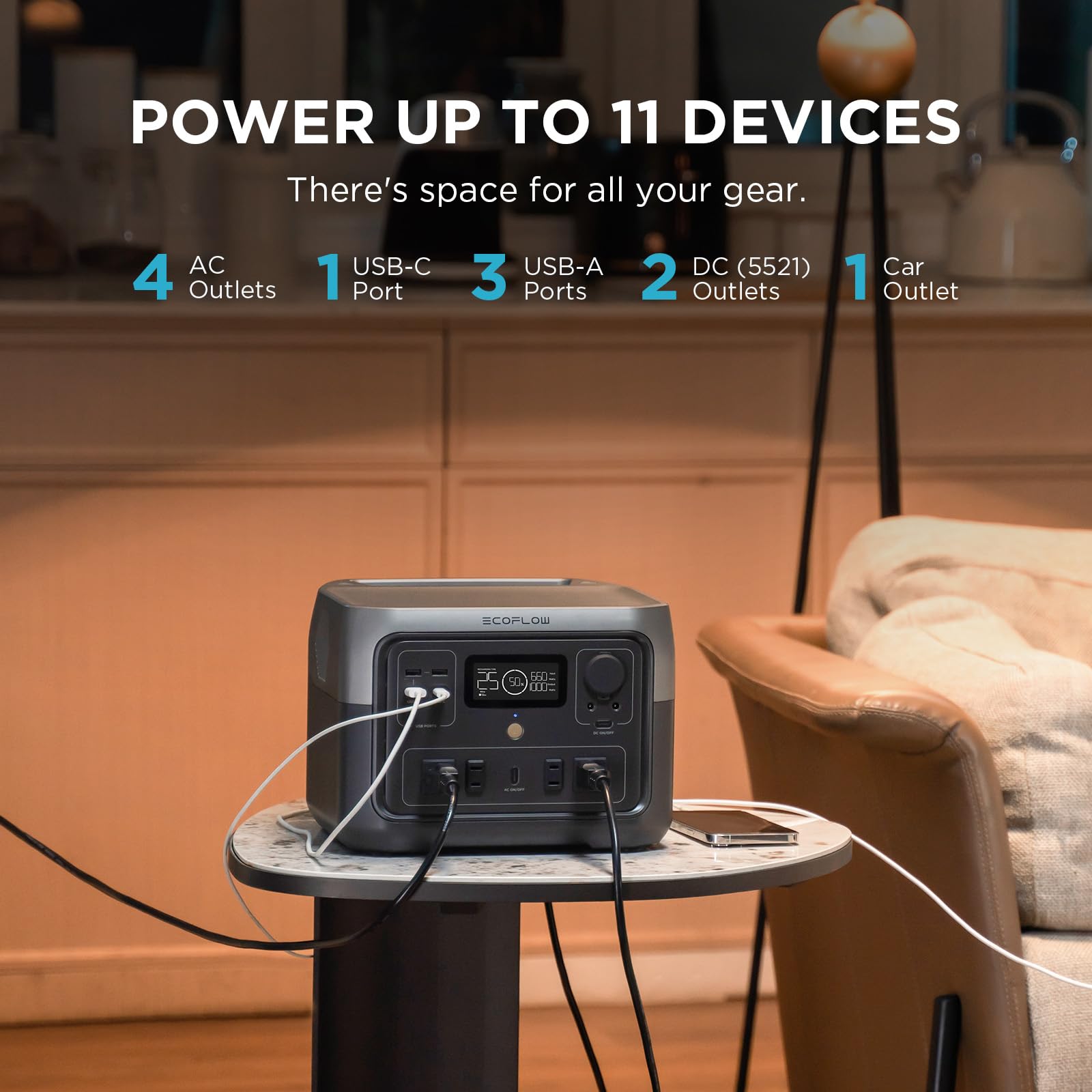 Ef Ecoflow Portable Power Station River 2 Max 500, 499Wh Lifepo4 Battery/ 1 Hour Fast Charging, Up To 1000W Output Solar Generat