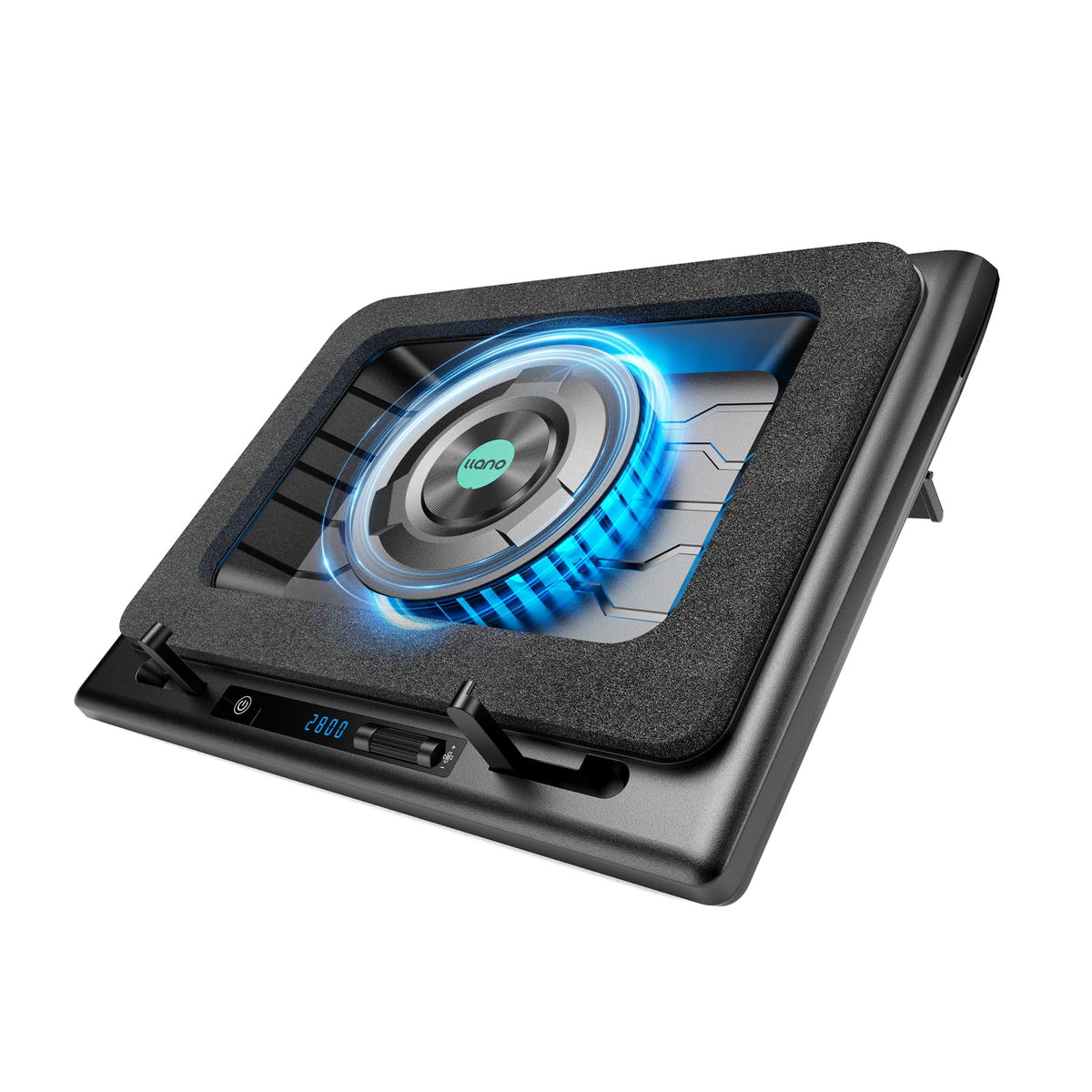 Llano Laptop Cooling Pad, 5.5Inch External Fan, Cooling Stand For 15 21In Laptops, Adjustable Speed, Touch Control, 3 Port Usb A
