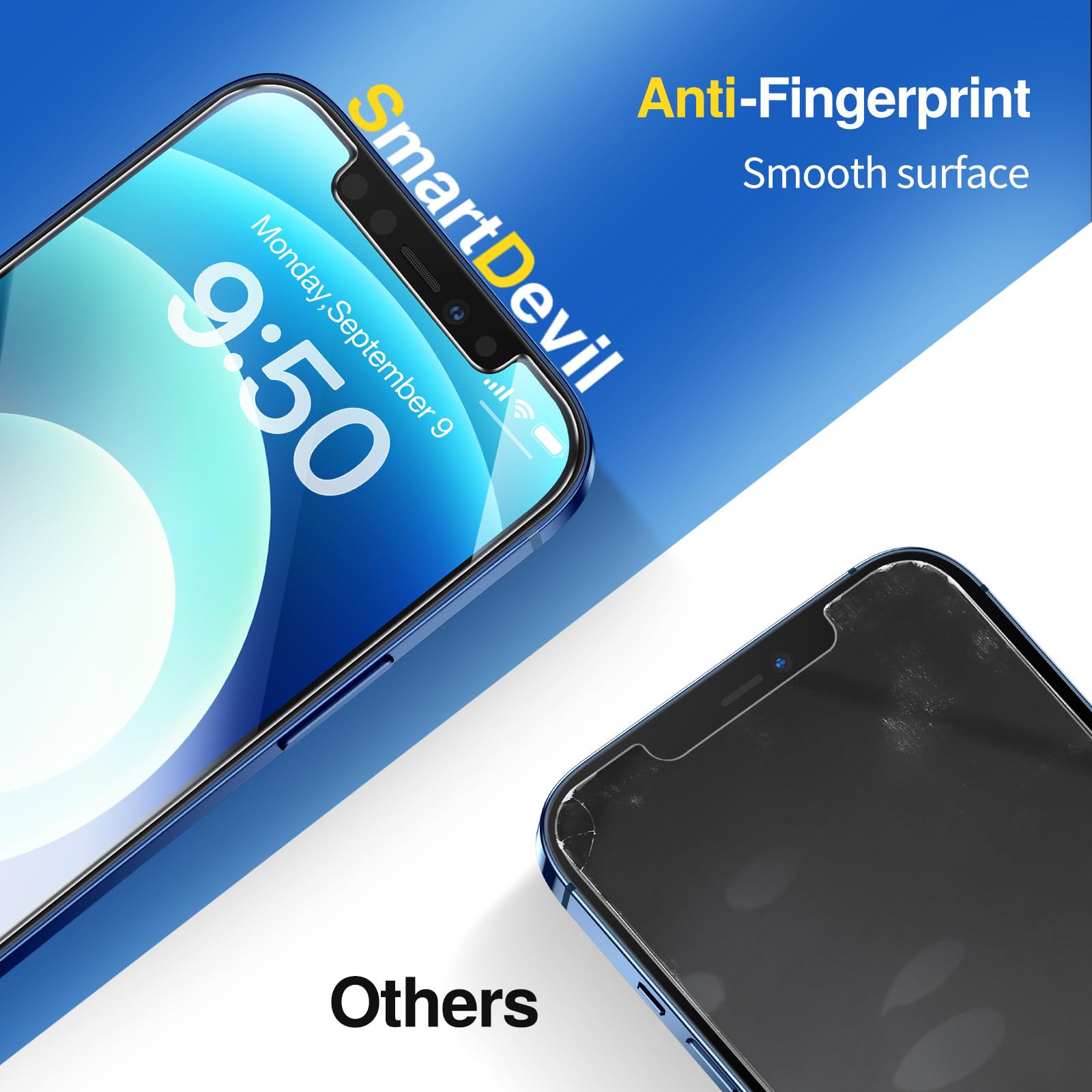 Smartdevil 3 Pack Screen Protector For Iphone 12 / Iphone 12 Pro (6.1 Inch) Tempered Glass, Hd Clear Film, Easy Installation, Du