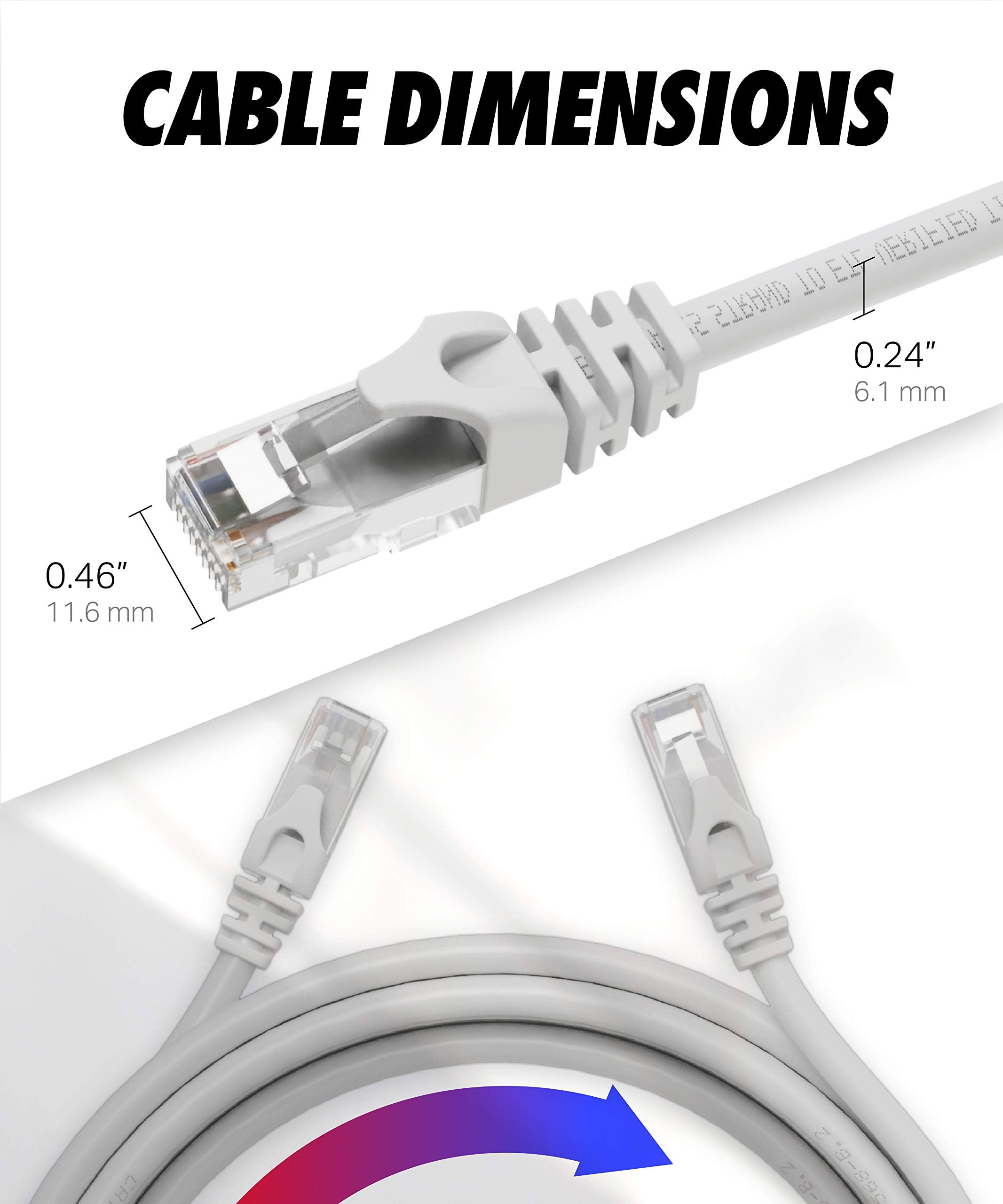 Ultra Clarity Cables Cat 6 Ethernet Cable 50 Ft, Outdoor&Indoor 10Gbps Ethernet Cable, High Speed Cat6 Cable Rj45 Lan Internet C