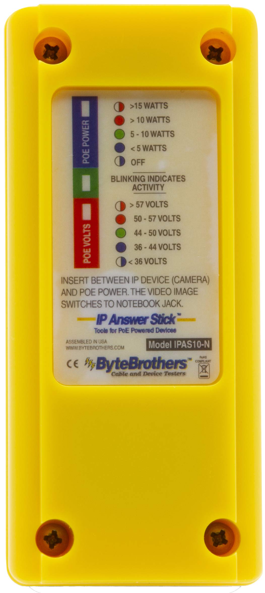 Triplett Ipas10 N Byte Brothers Ip Answer Stick Ip Camera And Poe Tester