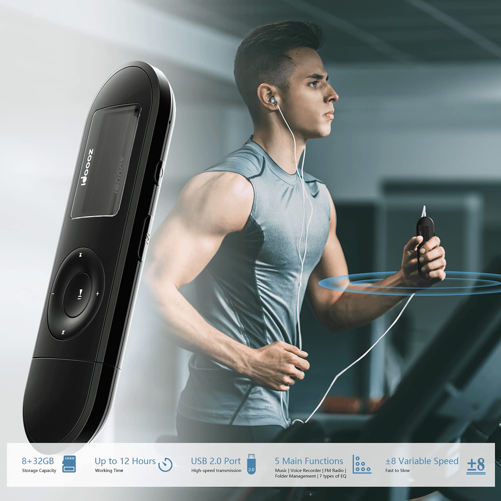 Mp3 Player, Usb Mp3 Player With Fm Radio,Voice Recorder,Idoooz U2 8Gb Music Player Expandable Up To 32 Gb Support One Button For