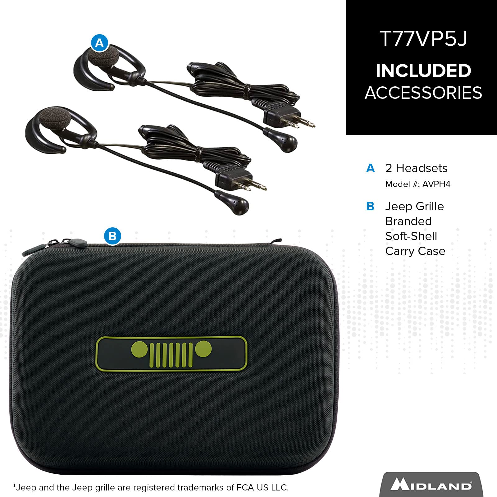 Midland   T77Vp5J Frs Jeep� X Talker Extreme Dual Pack   22 Channels, 121 Privacy Codes, Water Resistant   Clear Communication With Weather Alert   Jeep� Branded Carrying Case & Headset Included