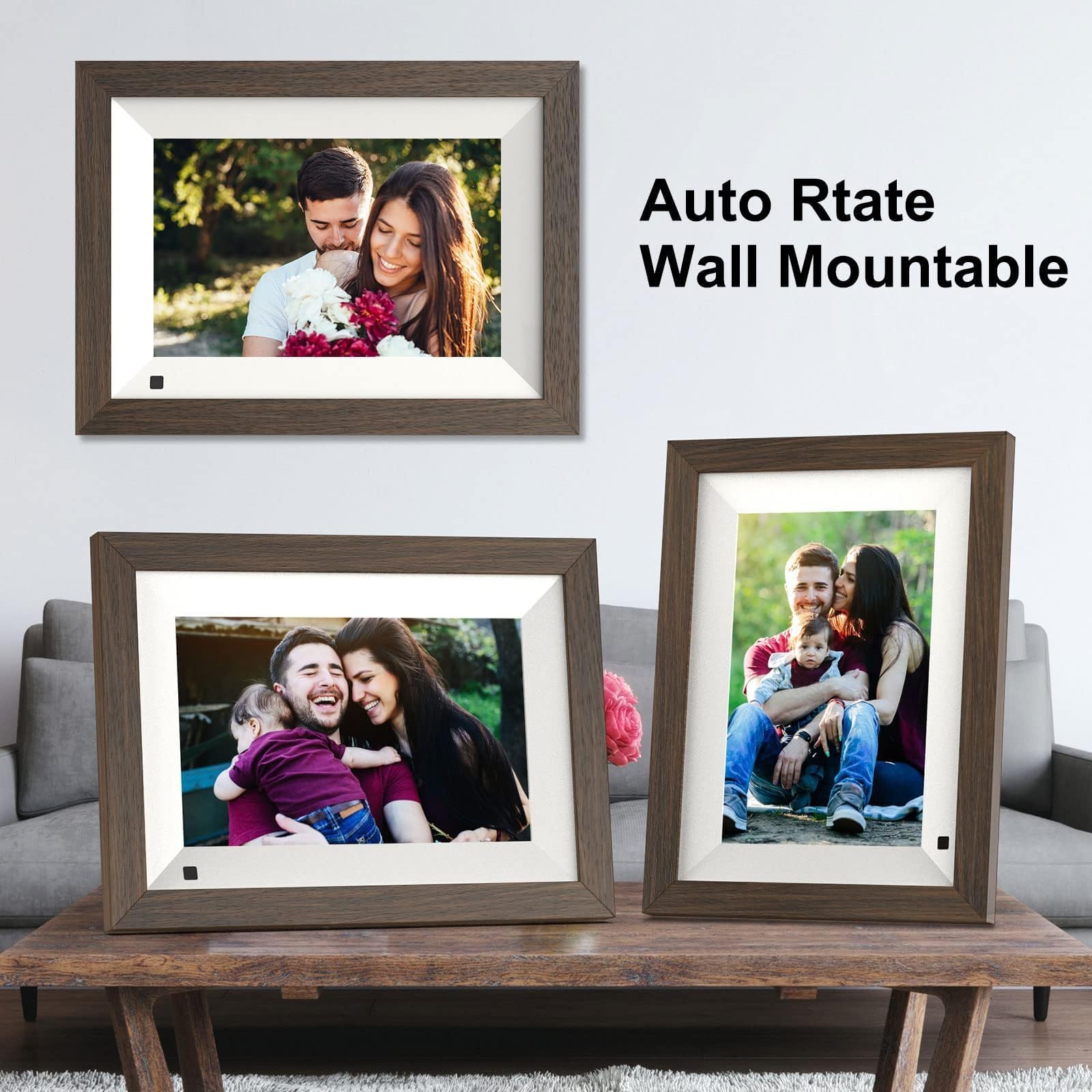 Digital Photo Frame 10.1'' Wood  Smart Picture Frame   32Gb Wifi Frame 1280 * 800 Ips Touch Screen, Auto Rotate, Motion Sensor,