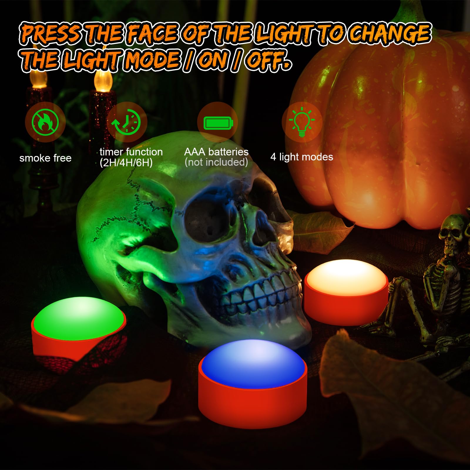 Halloween Led Flameless Pumpkin Lanterns, Battery Operated Jack-O-Lantern Lights With Remote Control And Timer, Rgb Dimmable Col