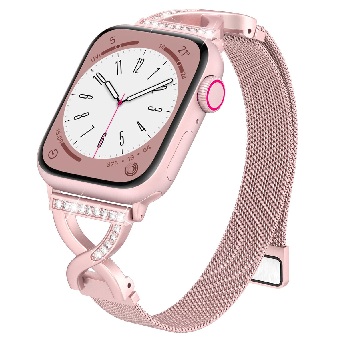 Brg Thin Mesh Loop Compatible With Apple Watch Bands For Women 44Mm 45Mm 46Mm Series 10 9 8 7 6 5 4 3 2 1 Se, Metal Magnetic Sta