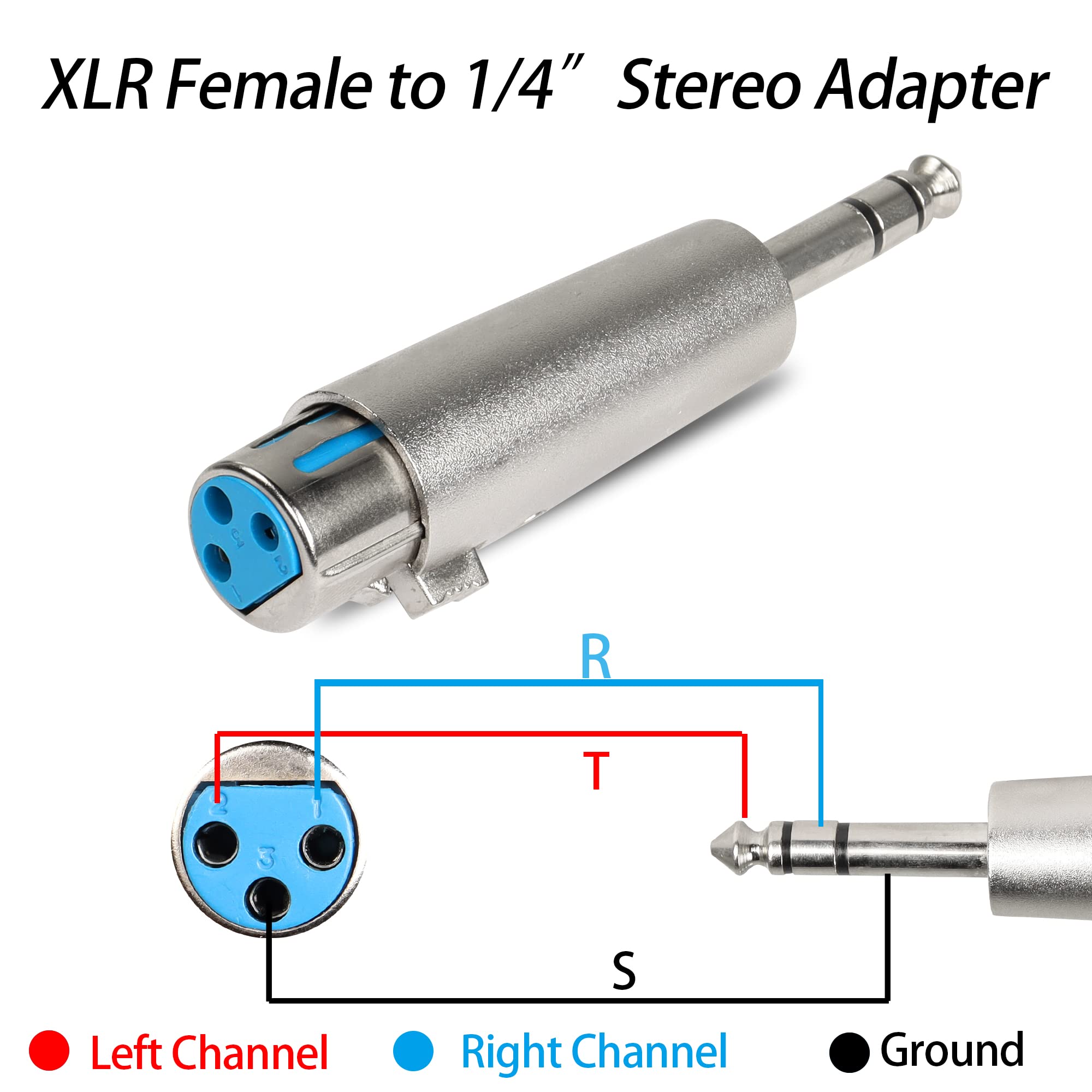 Pngknyocn 1/4'' To Xlr Adapter,6.35Mm Trs Male To Xlr Female Stereo Balanced Audio Connector For Mixer, Speaker, Microphone And