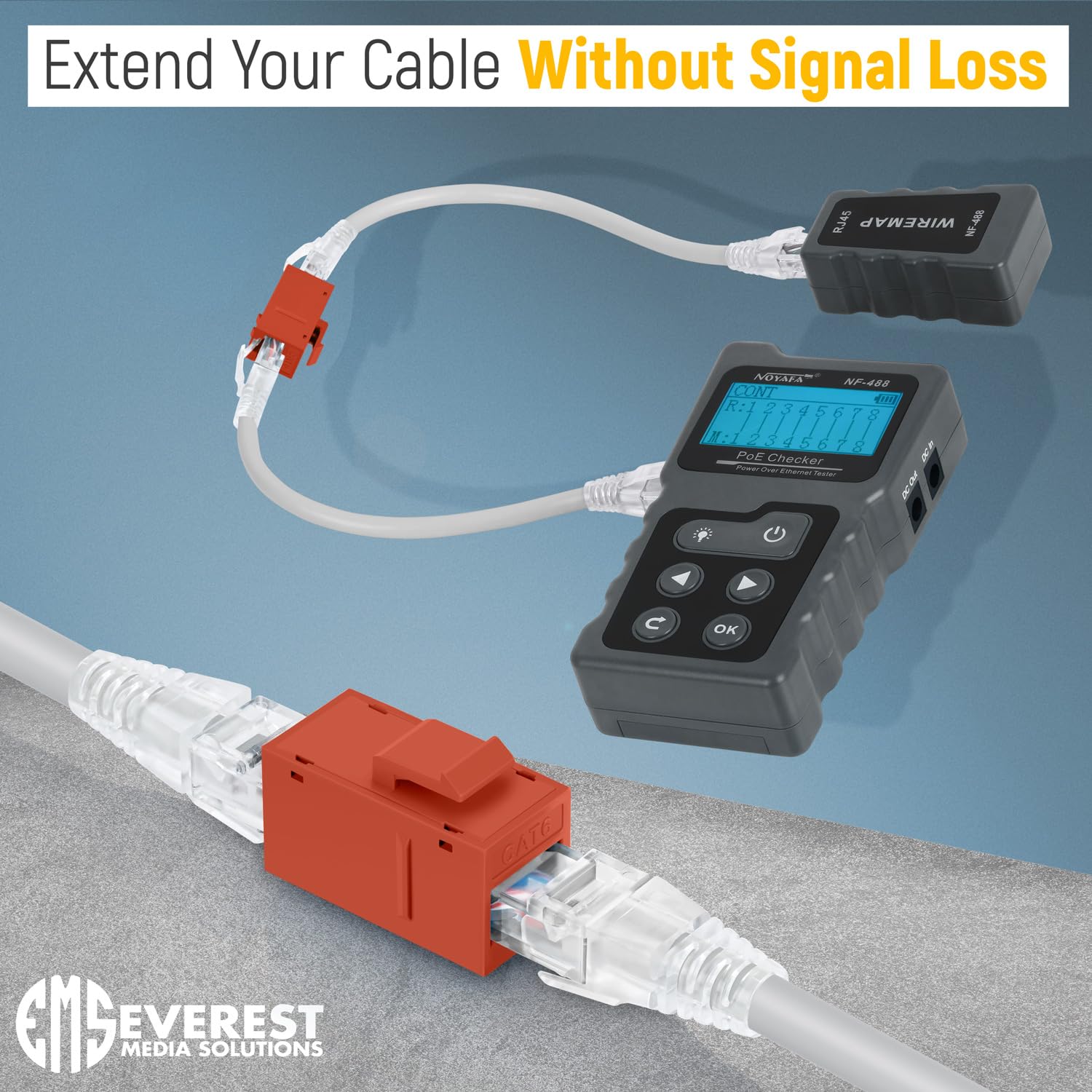 Everest Media Solutions Rj45 Cat6 Keystone Coupler In Orange   12 Pack   Female To Female Ethernet Keystone Jack For Standard Wa